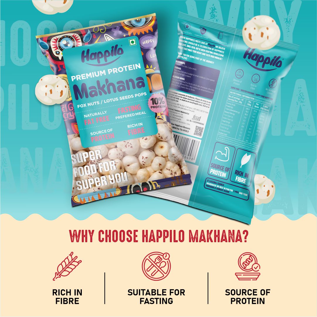Happilo Premium All Natural Fox Nuts (Phool Makhana) 100g | Lotus Seeds, Gorgon Nuts | No added Preservatives and No artificial Flavours