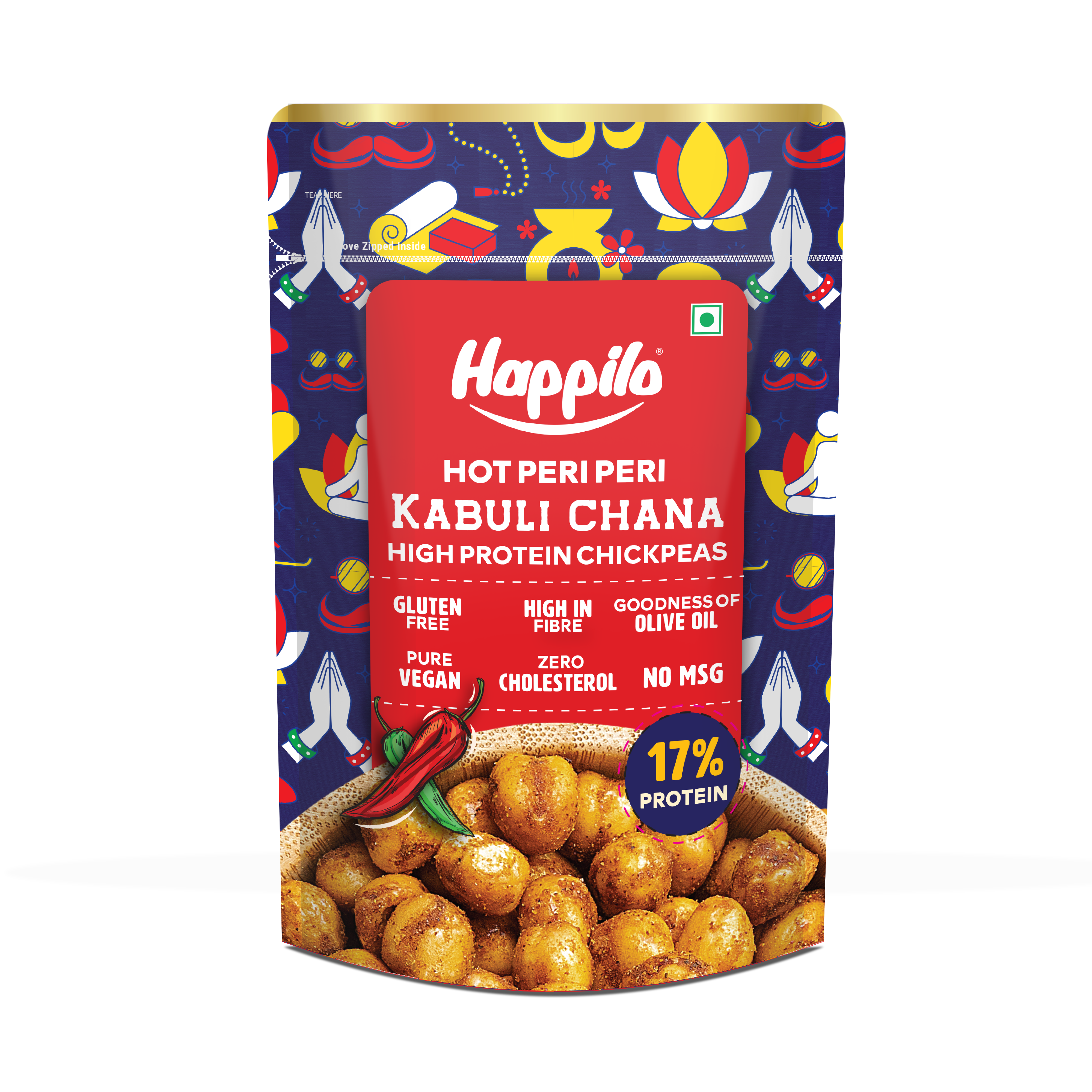 Happilo Premium Super Snack Peri Peri Chickpeas 110g, Crunchy and Delicious, Super Healthy