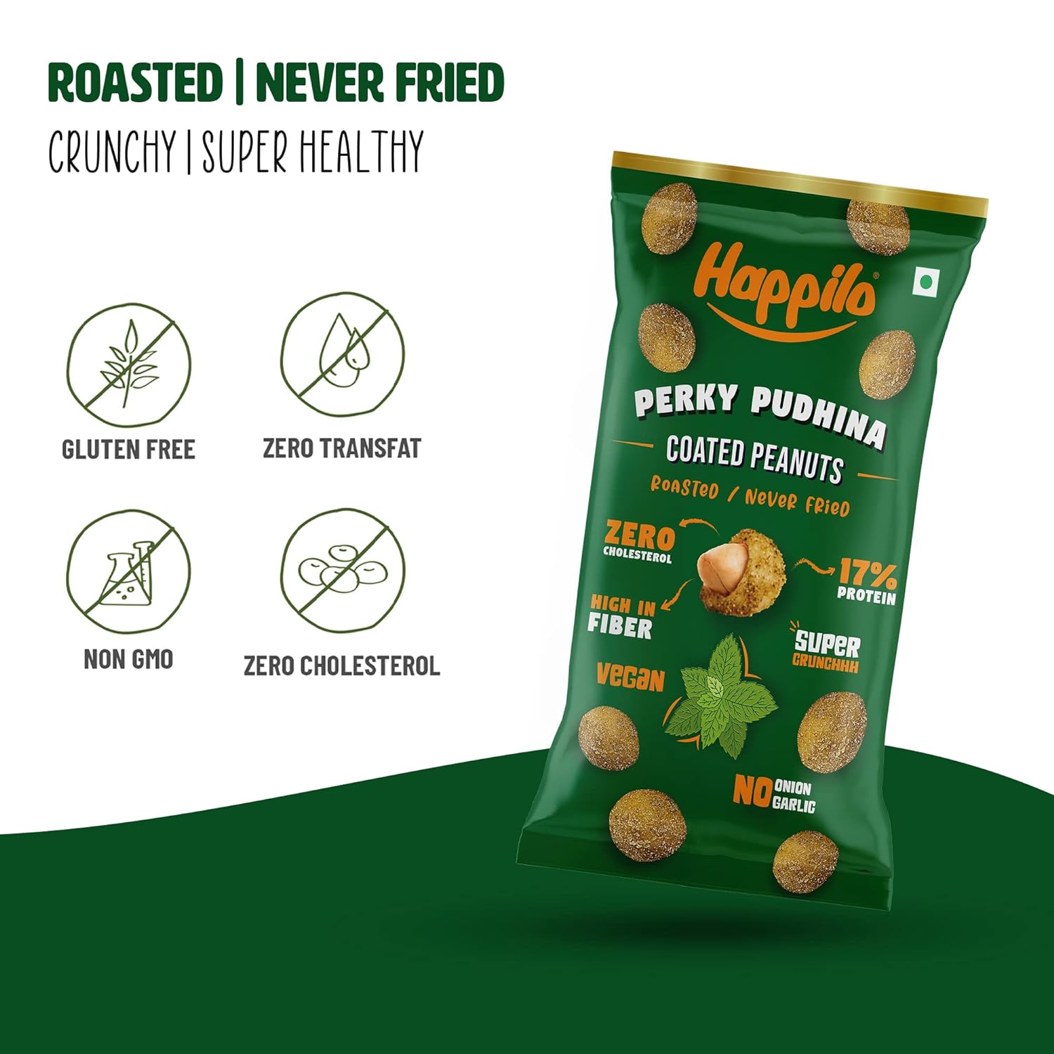 Happilo Premium Super Snack Perky Pudina Peanuts (Pack Of 12) 25g