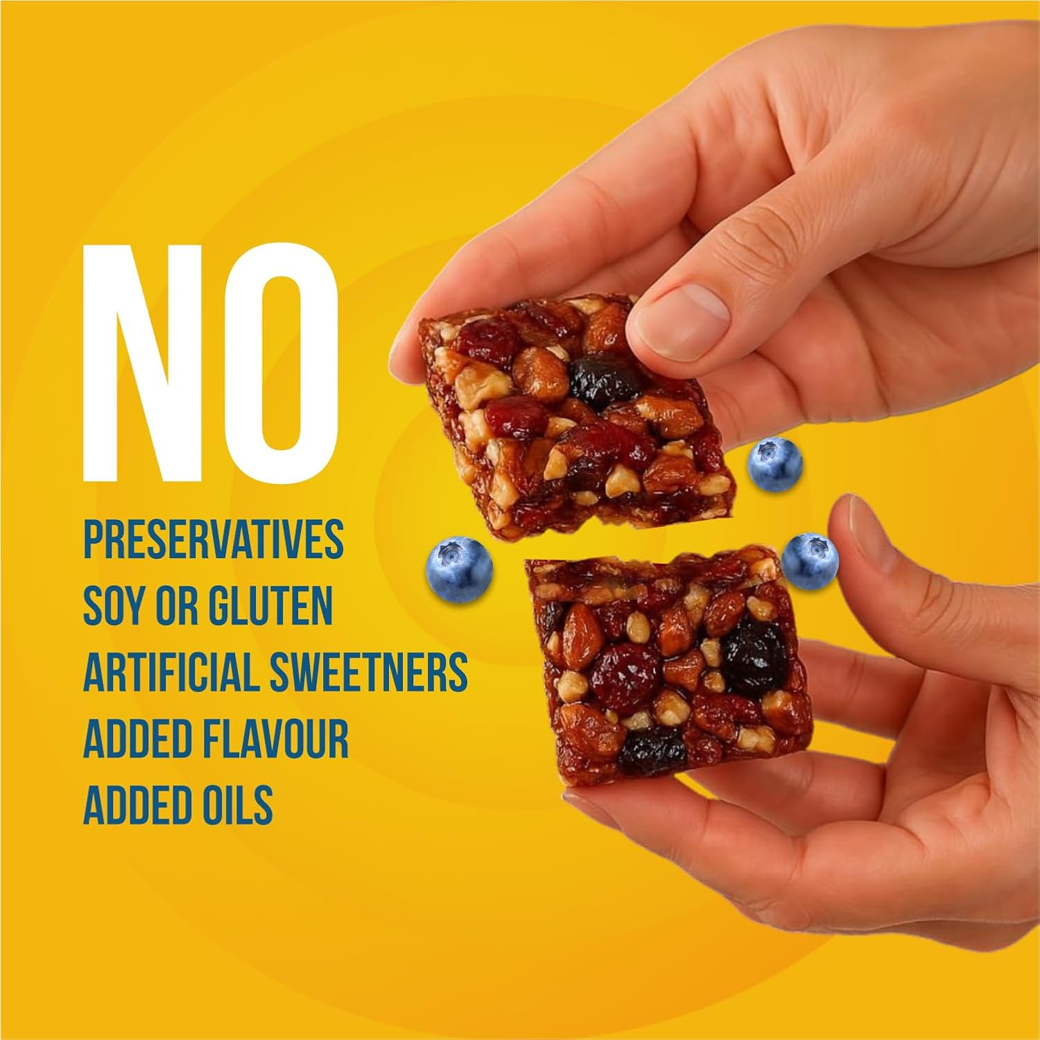 Happilo Premium Blueberries Healthy Dry Fruit Sweet Bar Tin 150g, Healthy Snack, High in Protein Nuts, No Added Sugar, Vegan, Tasty as a Desert, No preservatives, For Energy, Fitness & Immunity