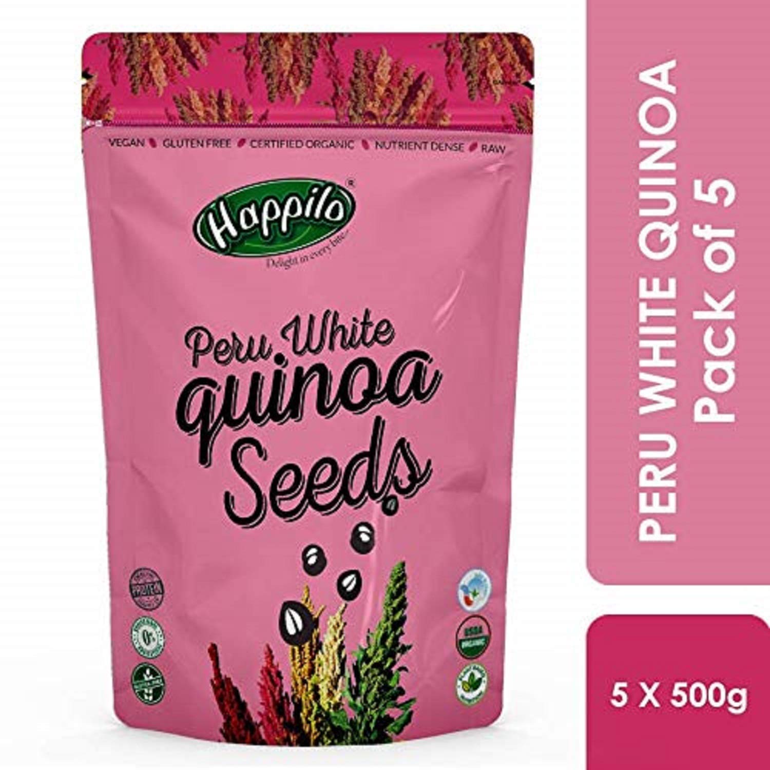 Happilo Premium International Peru White Quinoa seeds 500g (Pack of 5)