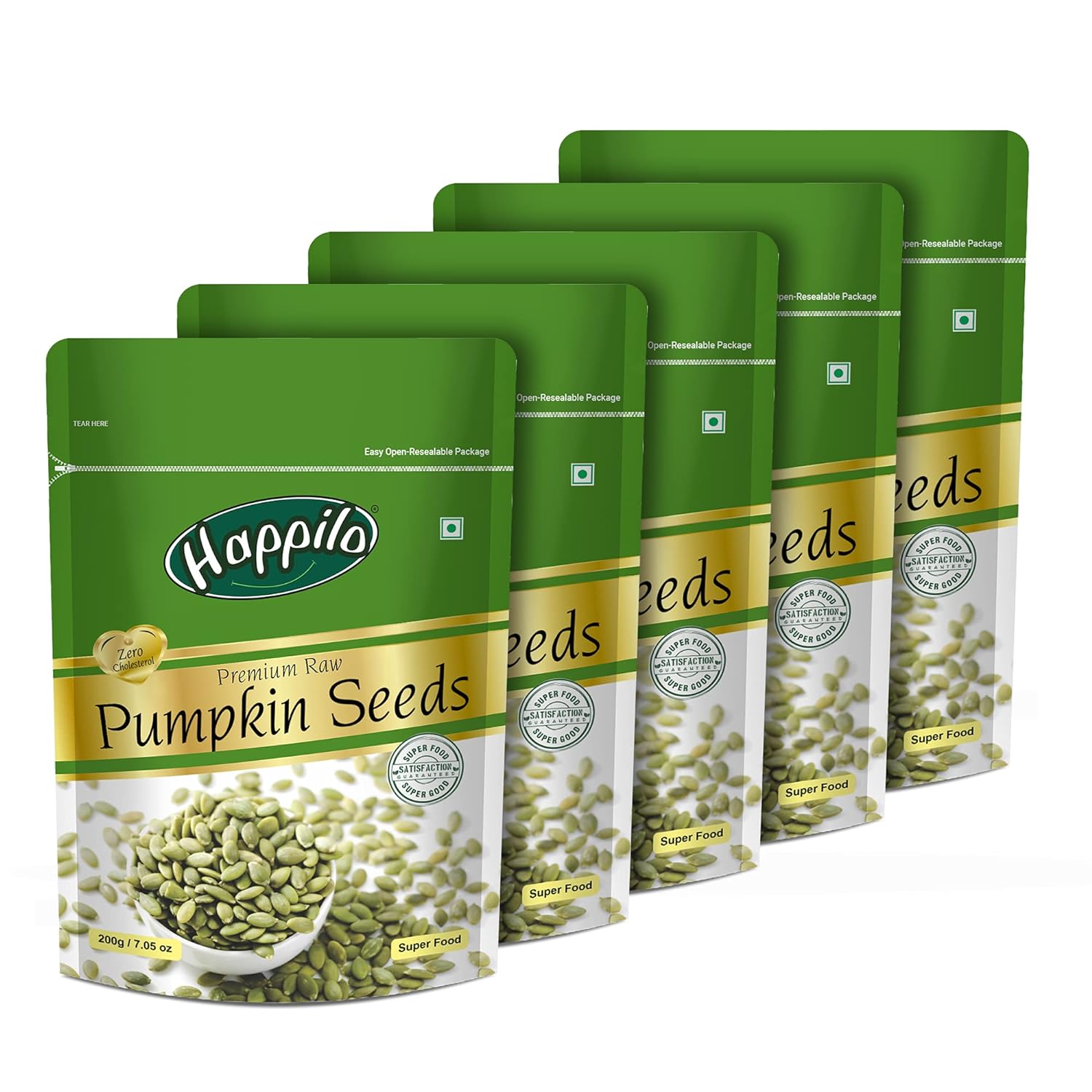 Happilo Premium Pumpkin Seeds, All Natural 200g (Pack of 5)