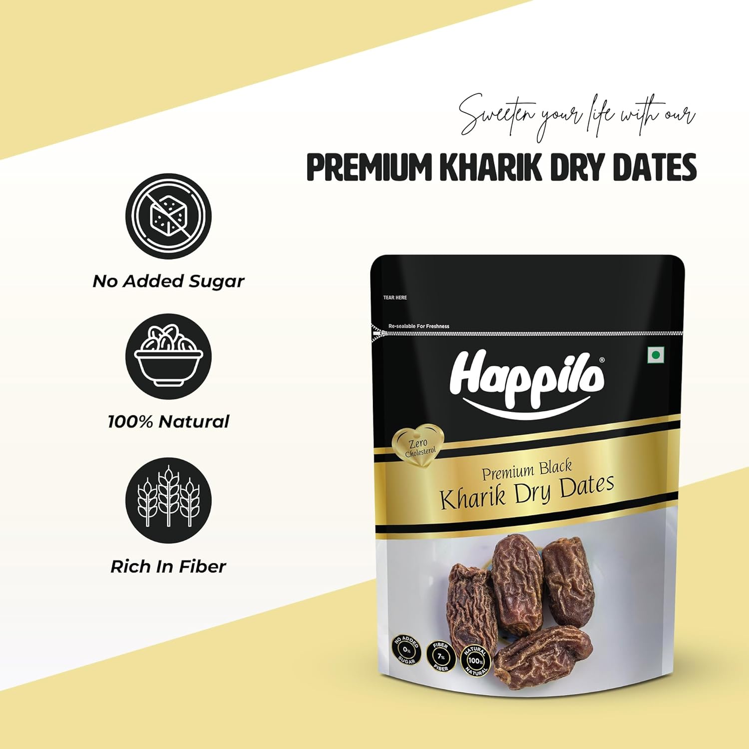 Happilo Premium Black Kharik Dry Dates Chuhara 500g*2