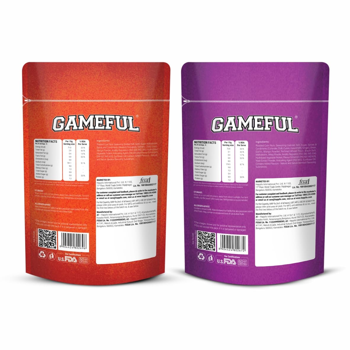 Gameful Corn Nut Combo 160g (Tangy Spice&Spisico Garlic)
