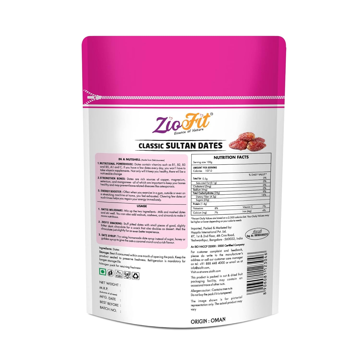 Ziofit Classic Sultan Dates 250g (Buy 1 Get 1 Free)