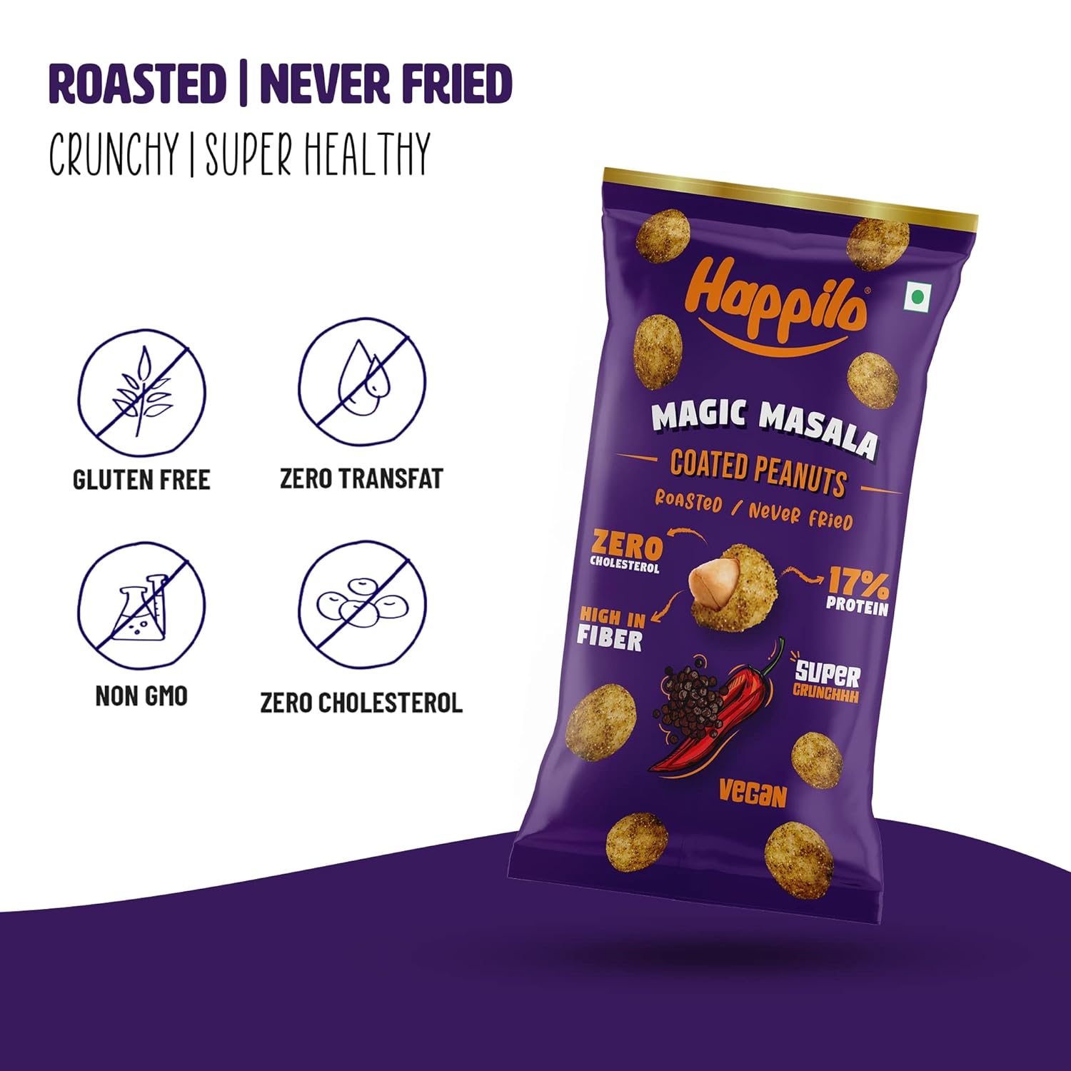 Happilo Premium Super Snack Magic Masala Peanuts (Pack Of 12) 25g