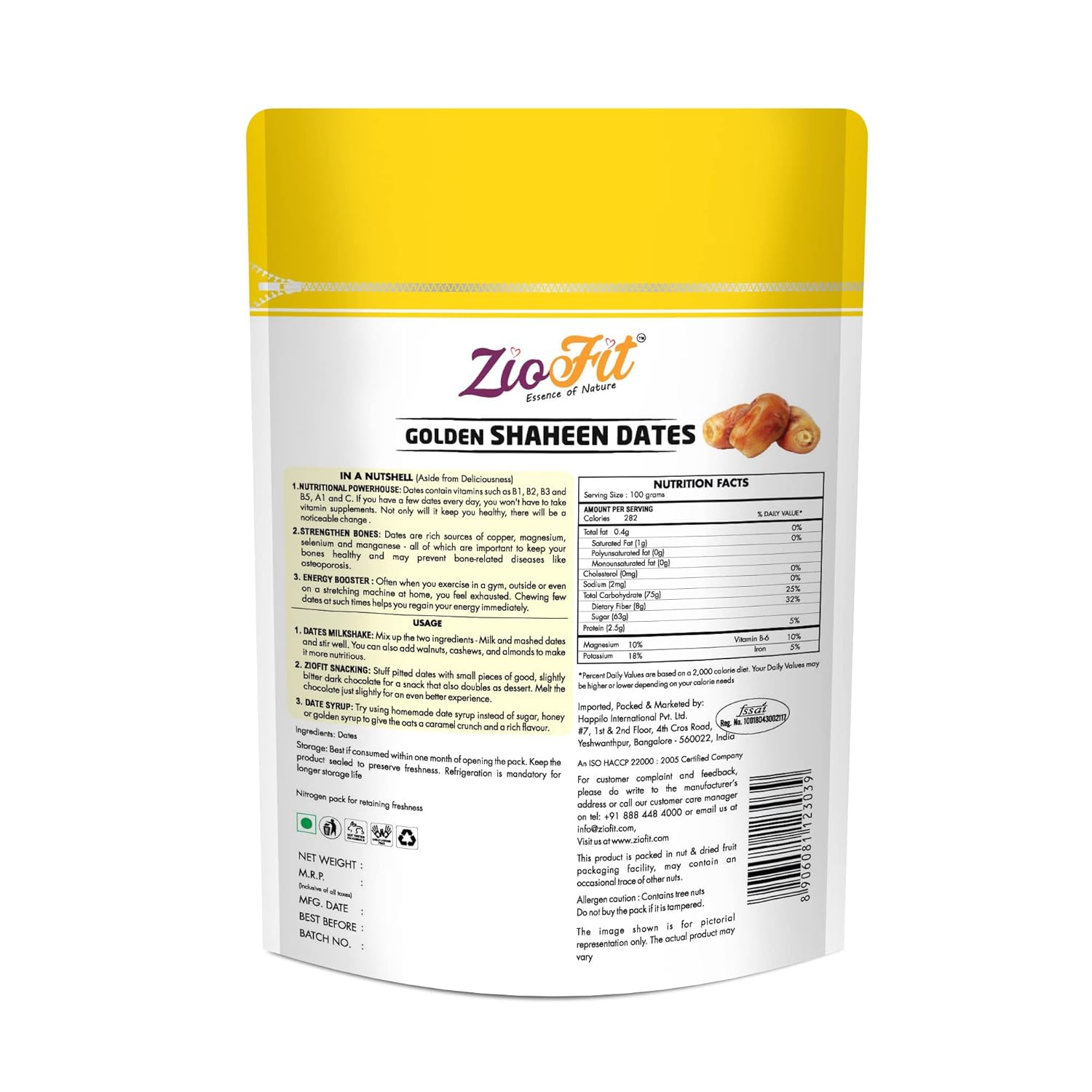 Ziofit Golden Shaheen Dates 250g (Buy 1 Get 1 Free)