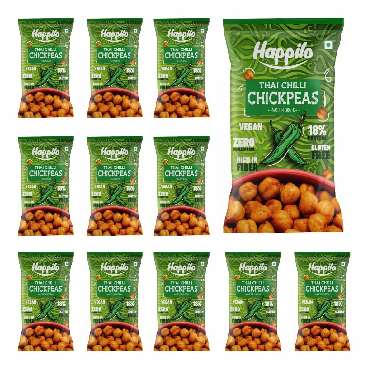 Happilo Premium Super Snack Thai Chilli Chickpeas (Pack Of 12) 20g