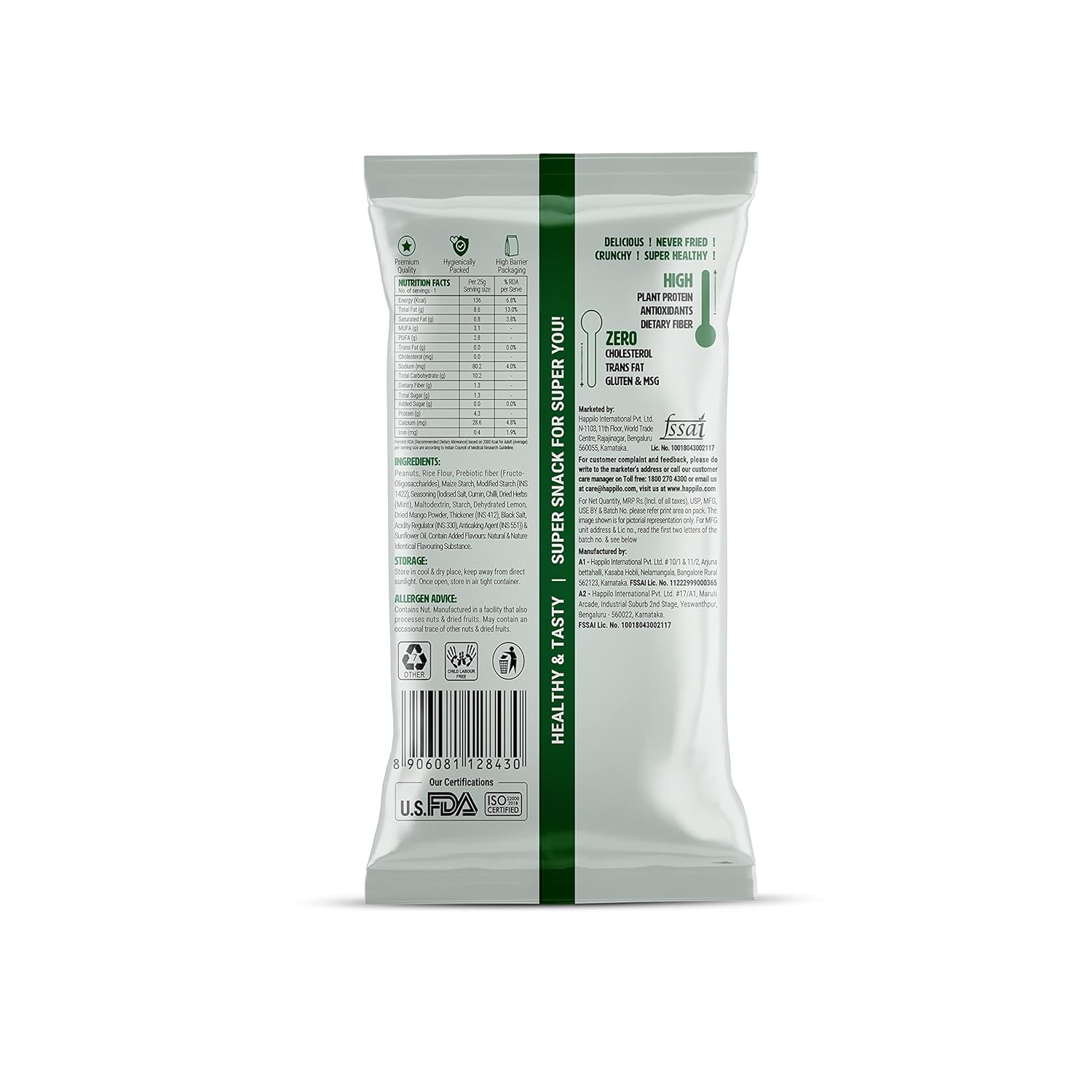 Happilo Premium Super Snack Perky Pudina Peanuts (Pack Of 12) 25g