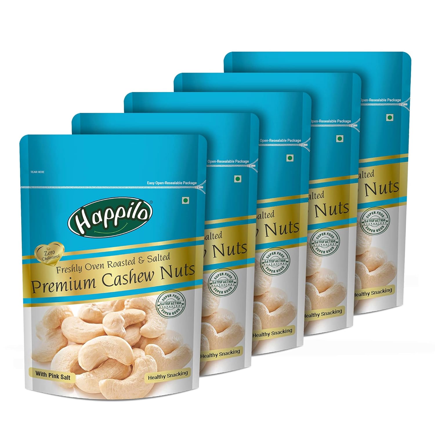 Happilo Premium Cashews Roasted & Salted 200g (Pack of 5)