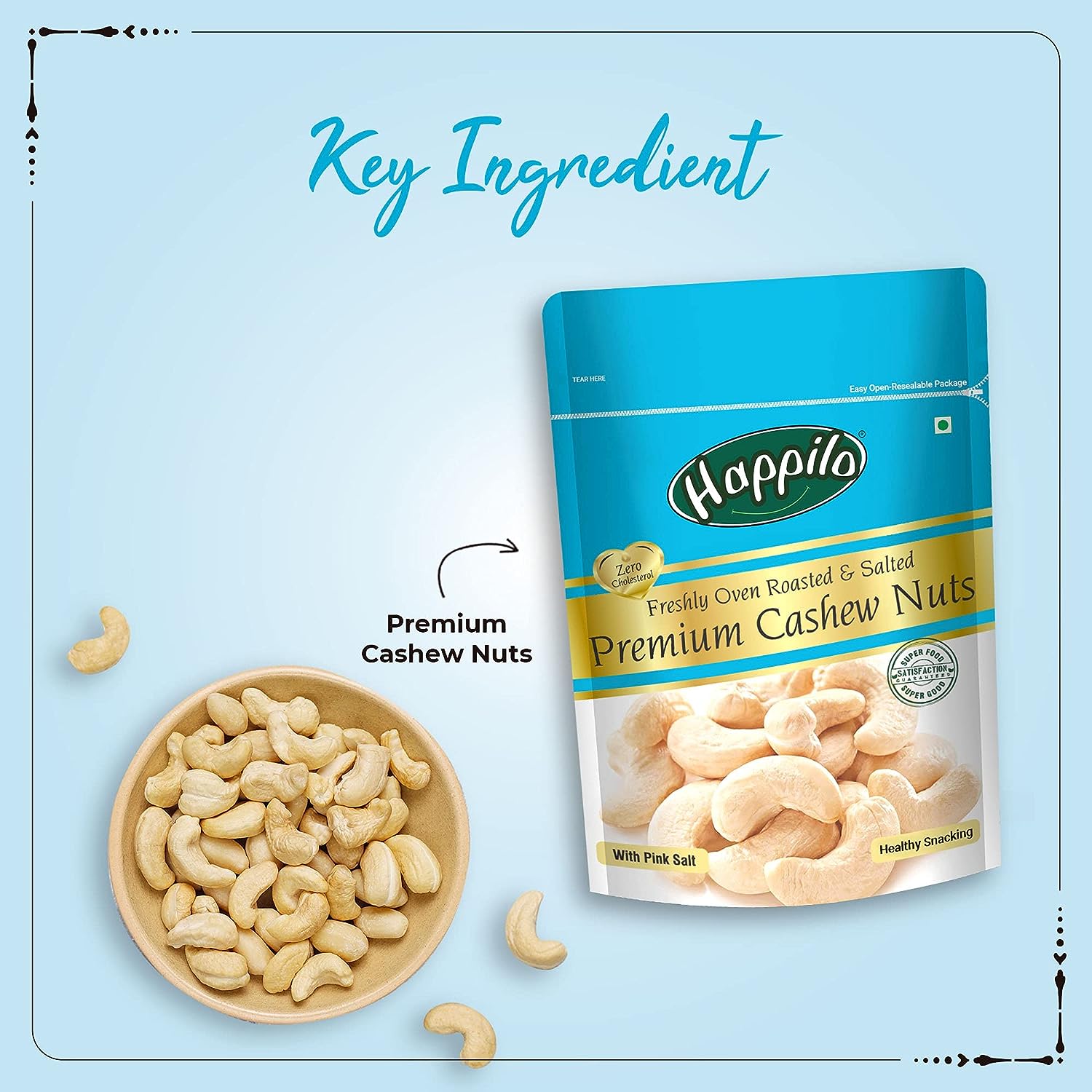 Happilo Premium Cashews Roasted & Salted 200g (Pack of 5)