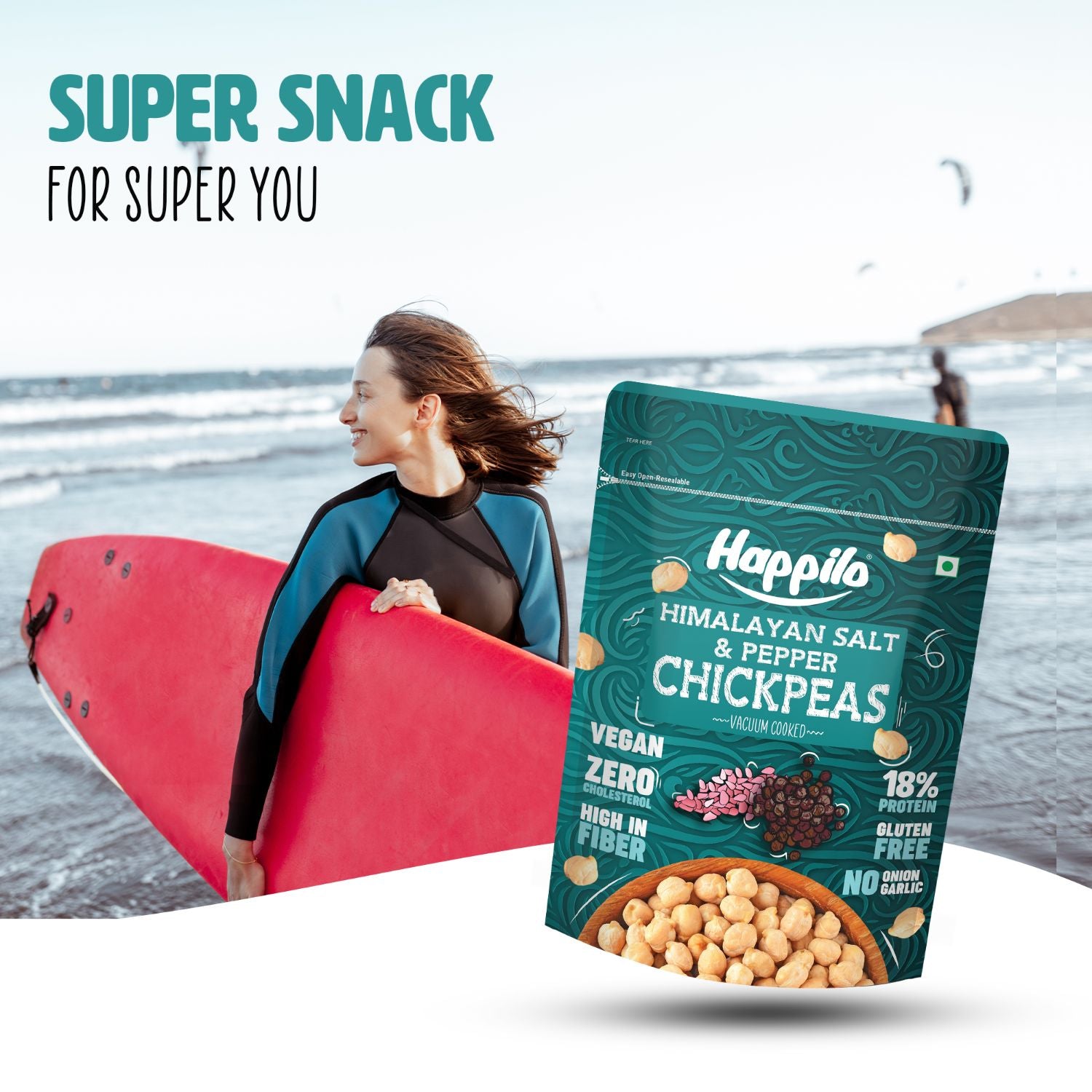 Happilo Premium Super Snack Himalayan Salt & Pepper Chickpeas (Pack Of 3) 110g each, Crunchy and Delicious, Super Healthy