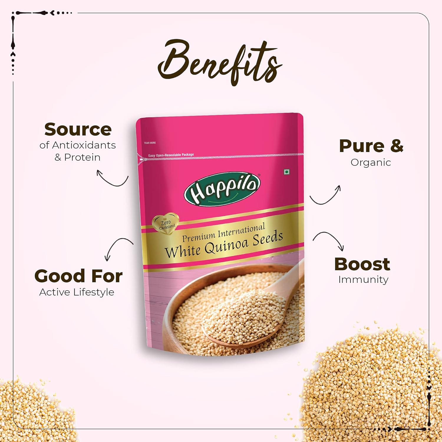 Happilo Premium Raw Gluten Free White Quinoa seeds 500g