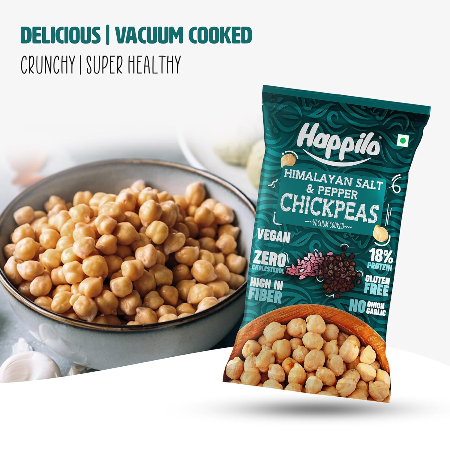 Happilo Premium Super Snack Himalayan Salt & Pepper Chickpeas (Pack Of 12) 20g