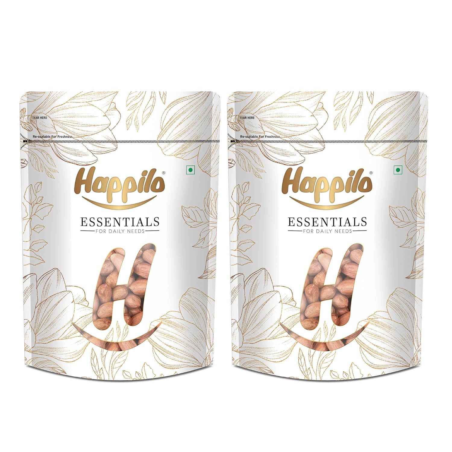 Happilo Essentials Raw Peanut, Plant-based Protein, Healthy Snacks, 1kg (Pack Of 2)