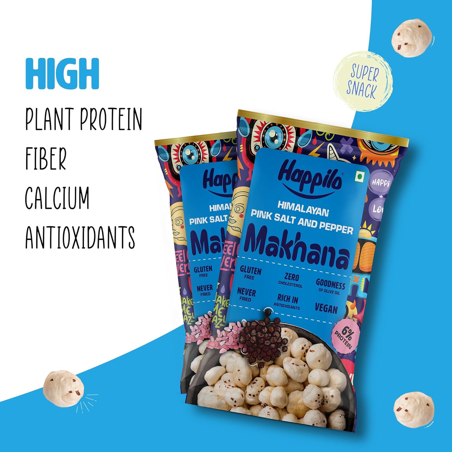Happilo Premium Super Snack Makhana Himalayan Salt & Pepper (Pack Of 12) 14g