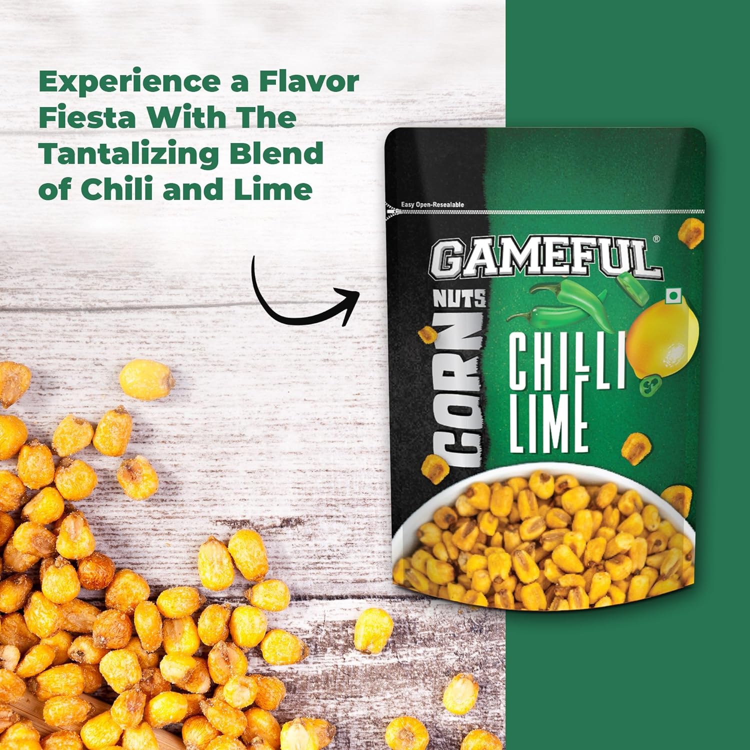 Gameful Corn Nut Combo 800g (Chilli Lime, Tangy Spice, Spisico Garlic, Korean Barbeque)