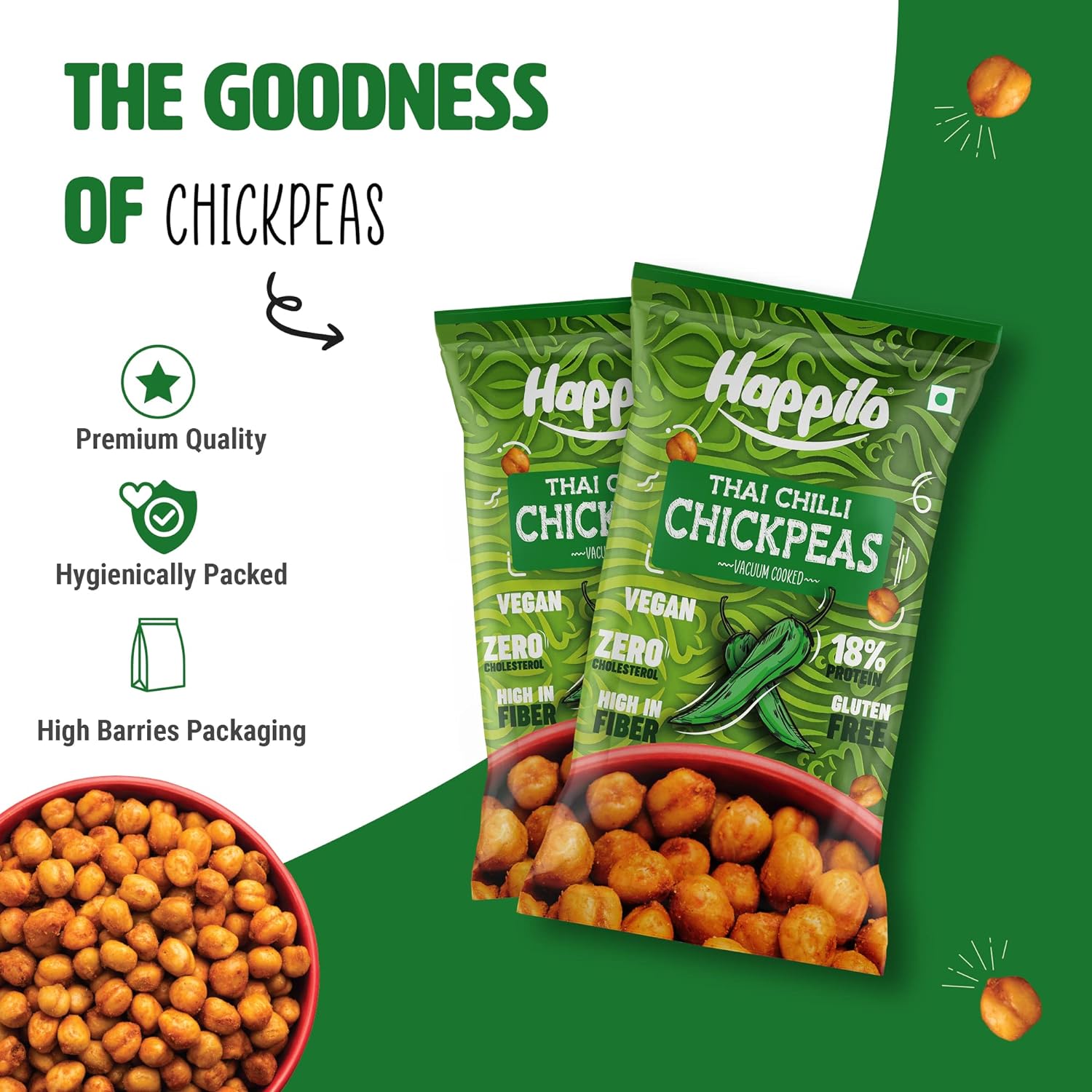Happilo Premium Super Snack Thai Chilli Chickpeas (Pack Of 12) 20g