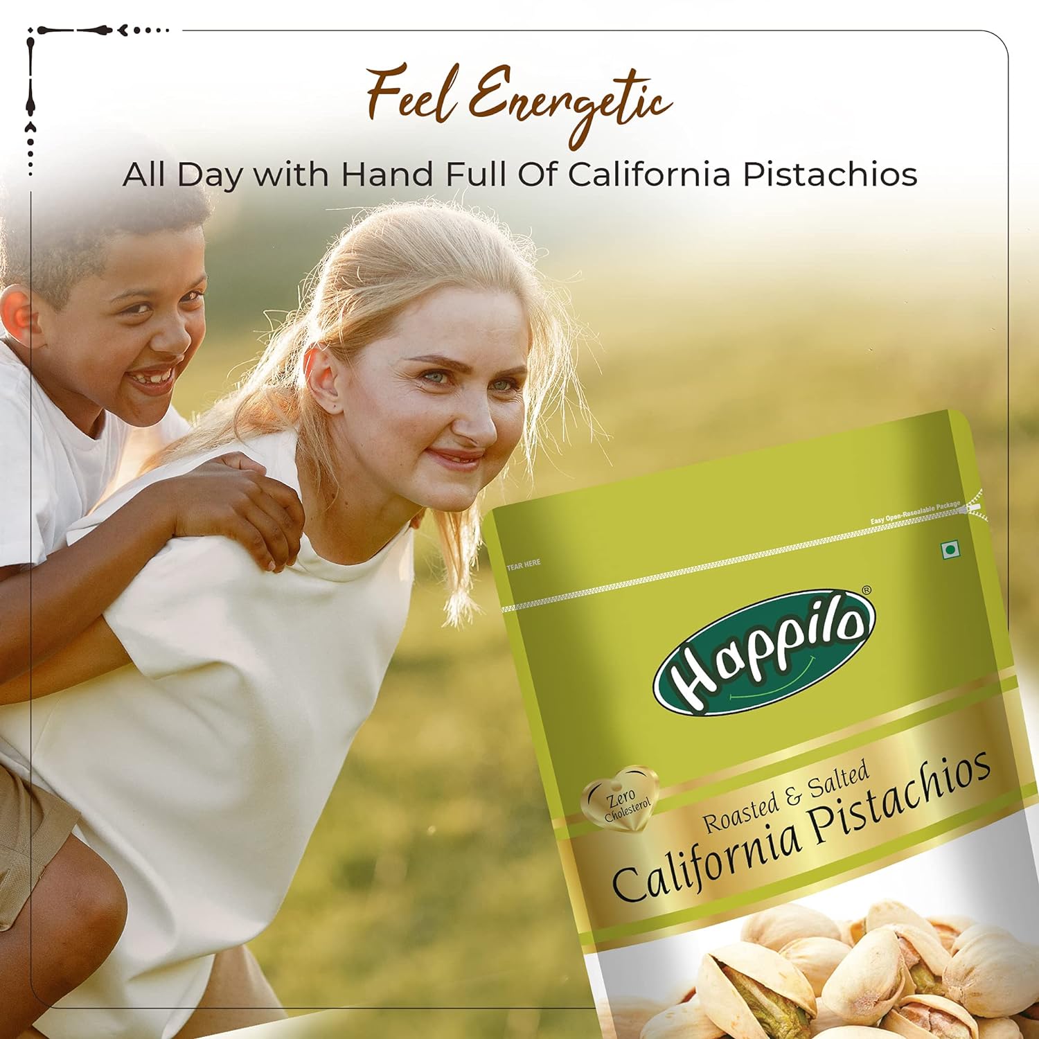 Happilo Premium Californian Roasted & Salted Pistachios, 200g & Deluxe 100% Natural Kashmiri Walnut Kernels, 200g Combo