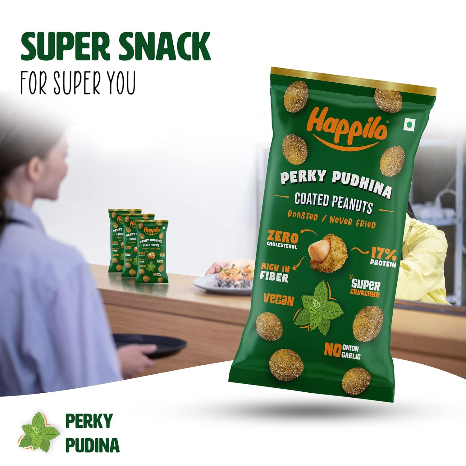 Happilo Premium Super Snack Perky Pudina Peanuts (Pack Of 12) 25g