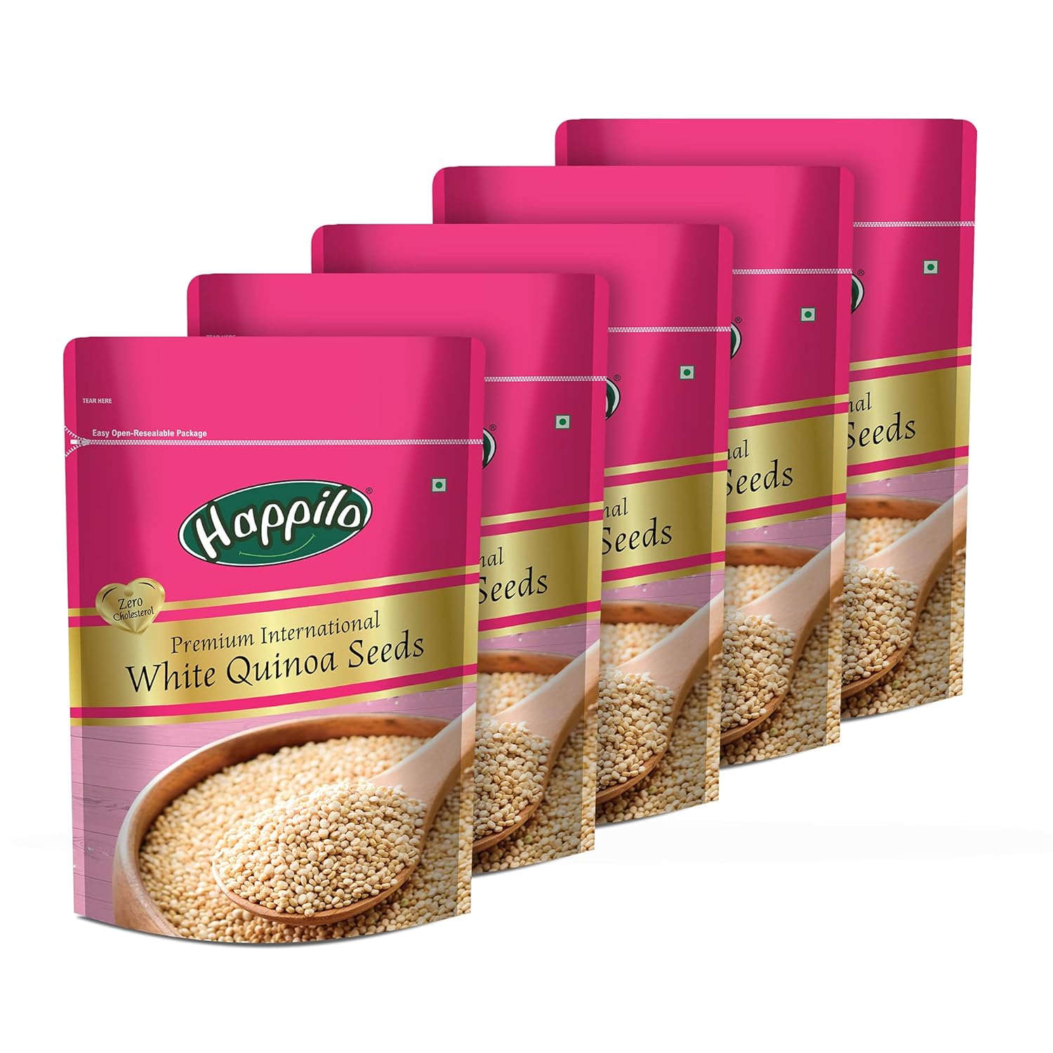 Happilo Premium Raw Gluten Free White Quinoa Seeds 500g (Pack of 5)