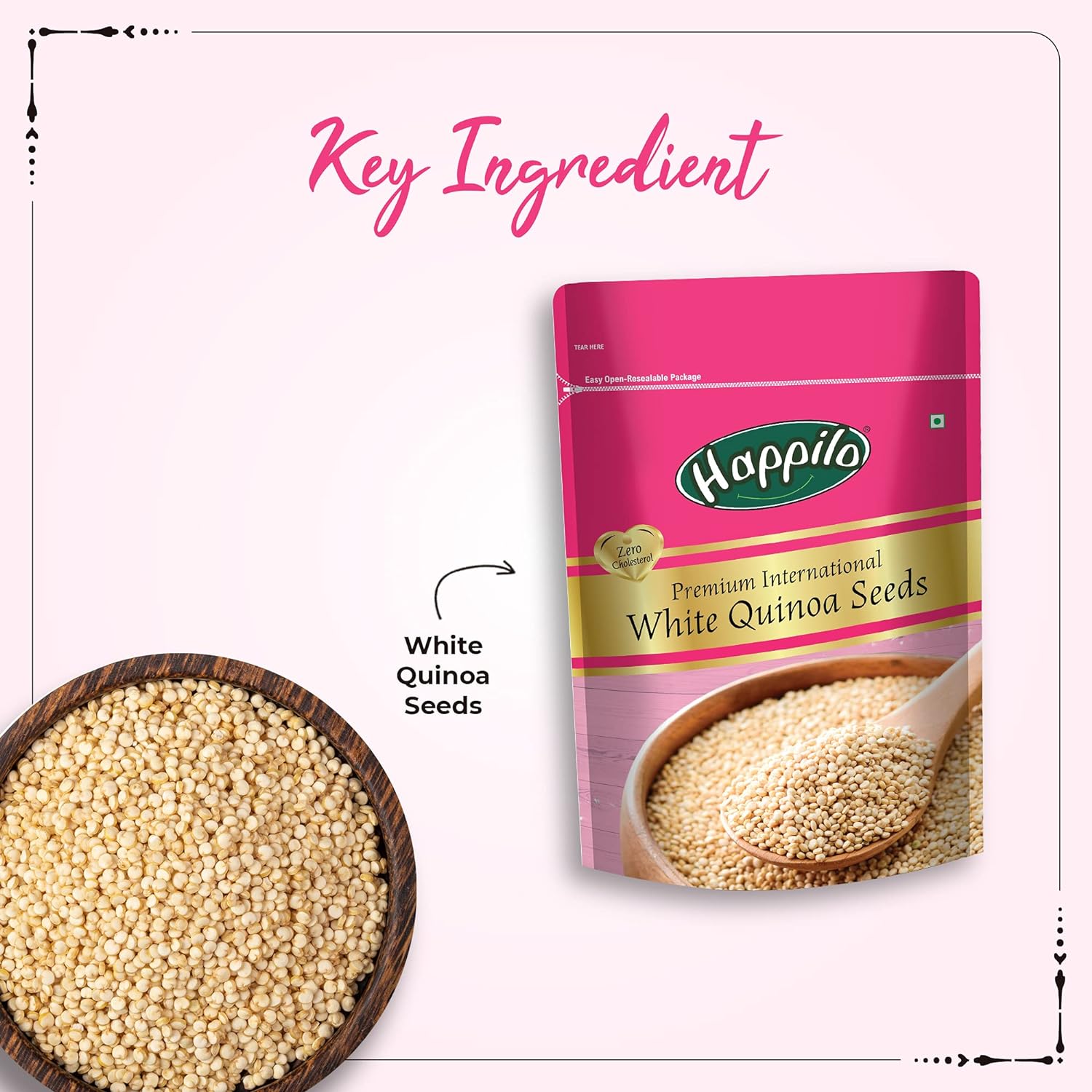 Happilo Premium Raw Gluten Free White Quinoa seeds 500g