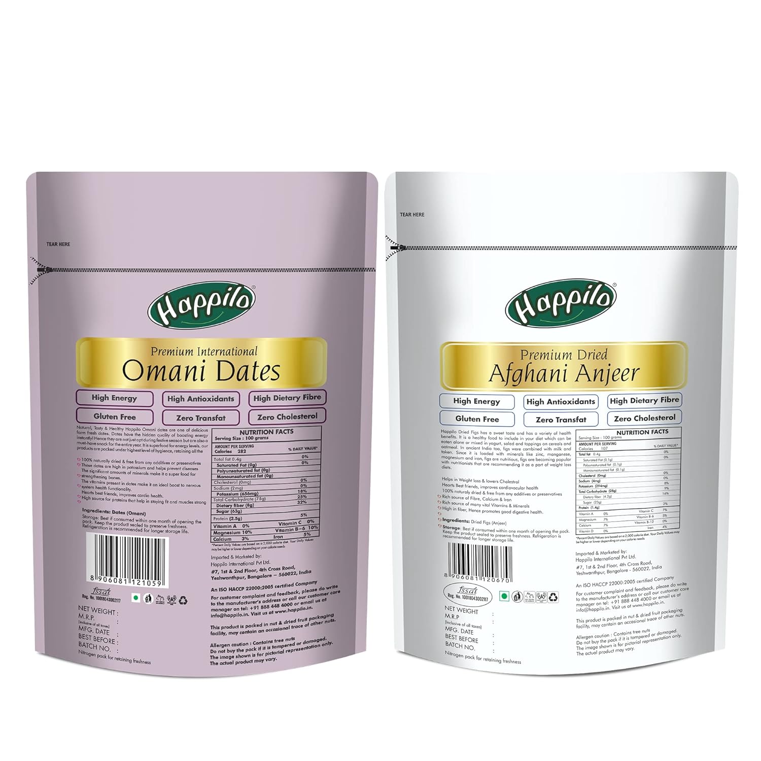 Happilo Premium International Omani Dates, 250g and Happilo Premium Afghani Anjeer, 200g