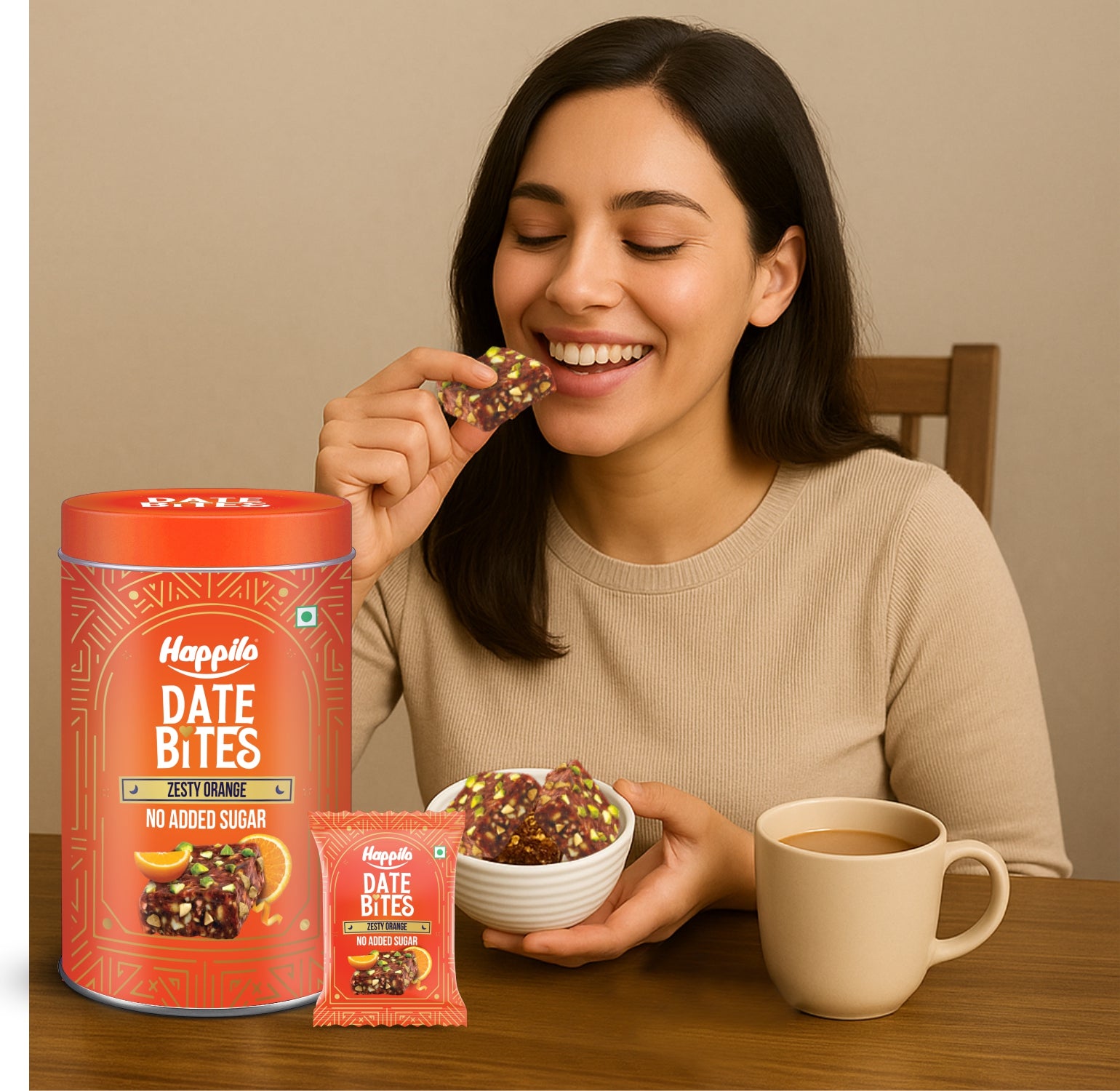 Happilo Premium Date Bites Zesty Orange