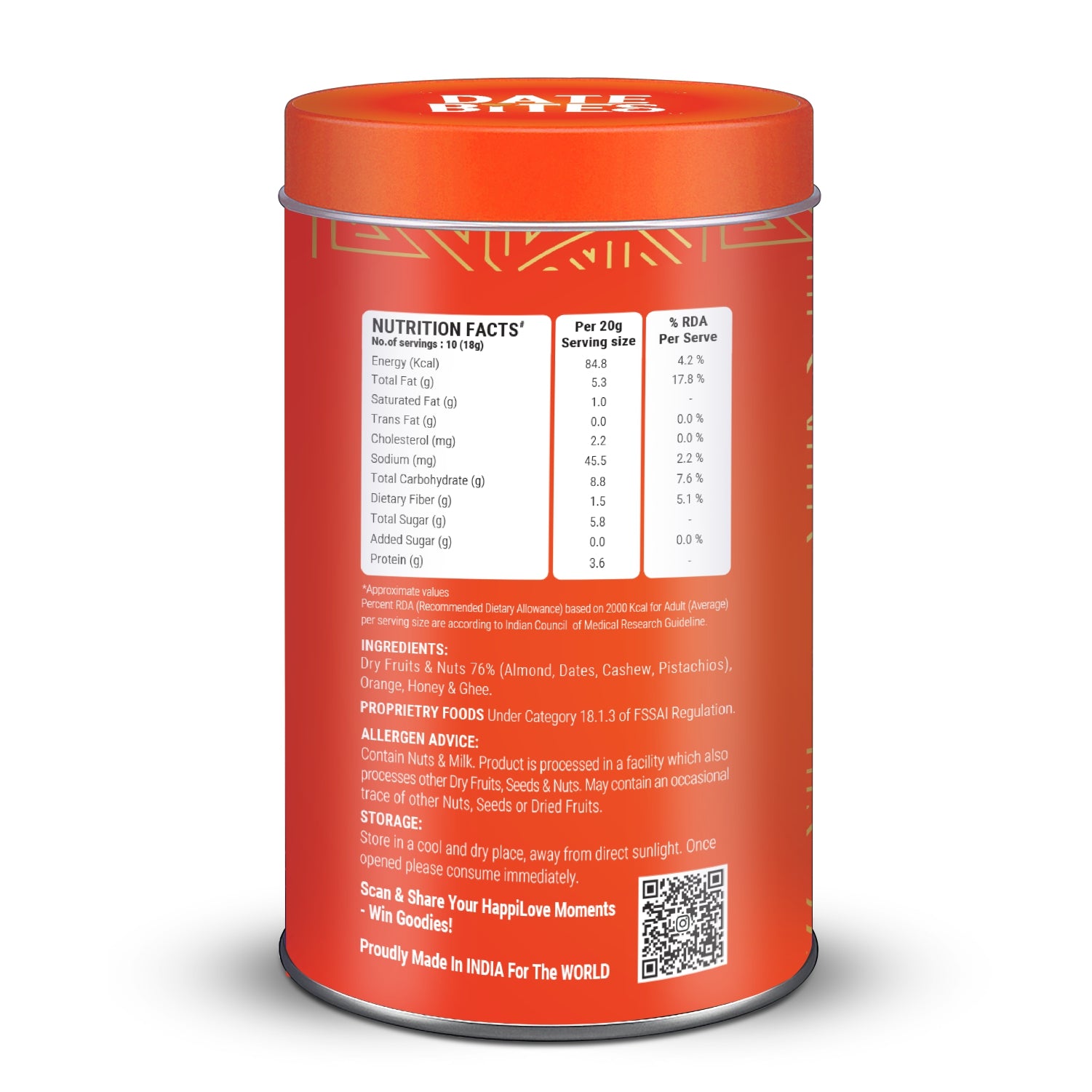 Happilo Premium Date Bites Zesty Orange