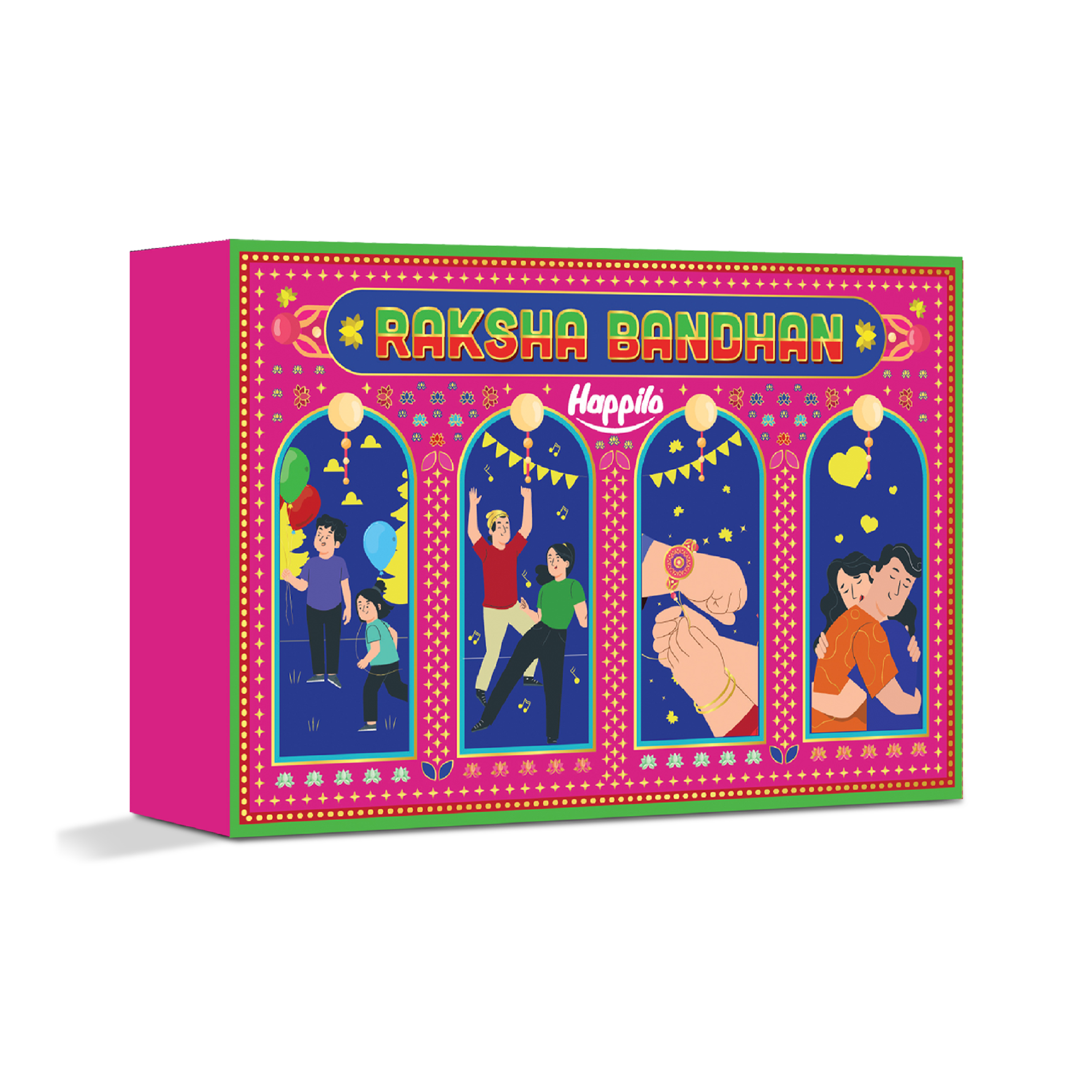 Happilo Gift Box Rakhi, Panchmewa, Date Bites, Roli chawal, Designer Plate, Rakhi & Greeting card