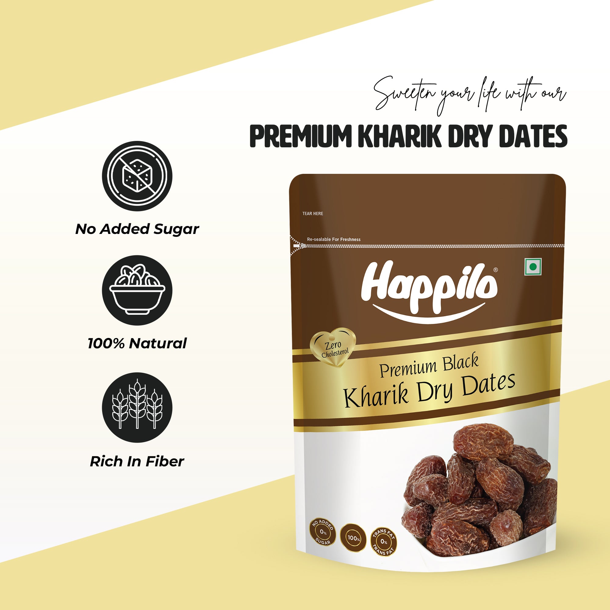 Happilo Premium Black Kharik Dry Dates Chuhara 500g Value Pack