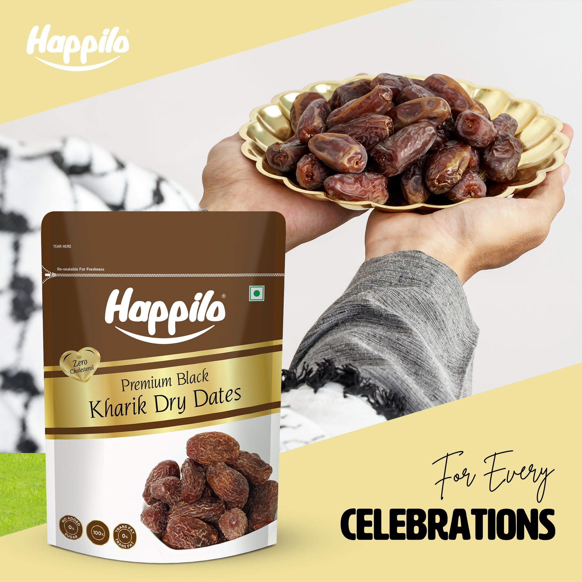 Happilo Premium Black Kharik Dry Dates Chuhara 500g Value Pack