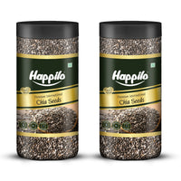 Happilo Premium Chia Seeds 500g Jar (Pack of 2), Nutrient-Rich Superfood, Rich in Omega-3 Fatty Acids, Fiber, Protein