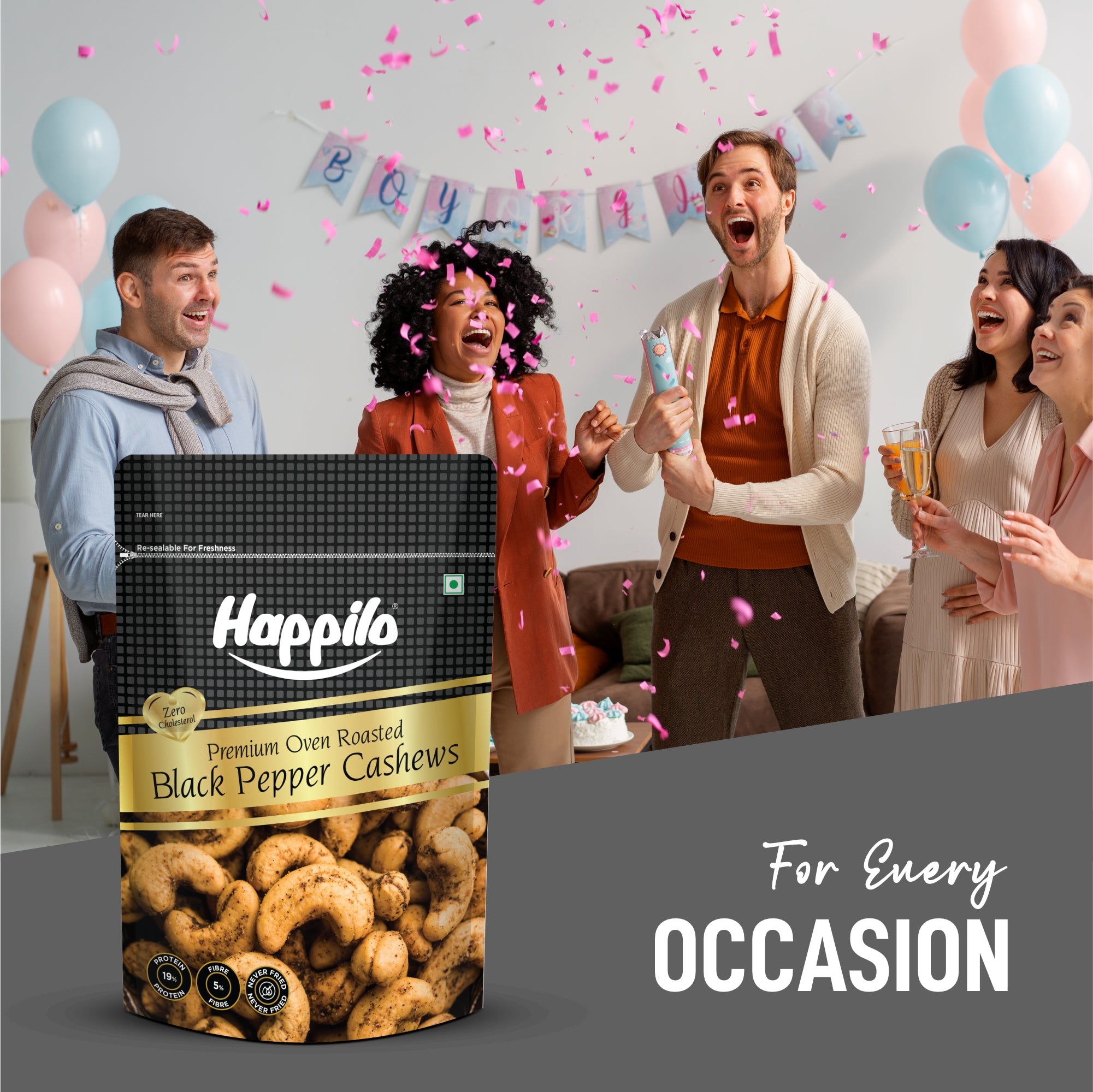 Happilo Salted Black Pepper Whole Cashews 160g, Super Healthy Crunchy Nuts, Non Fried, High Protein Dry Fruit