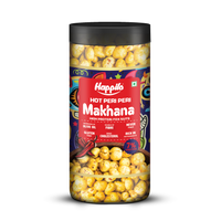 Happilo Makhana Superhot Peri Peri Jar 80g, Roasted Foxnut Healthy Snack Low Calorie Gluten Free and Vegan