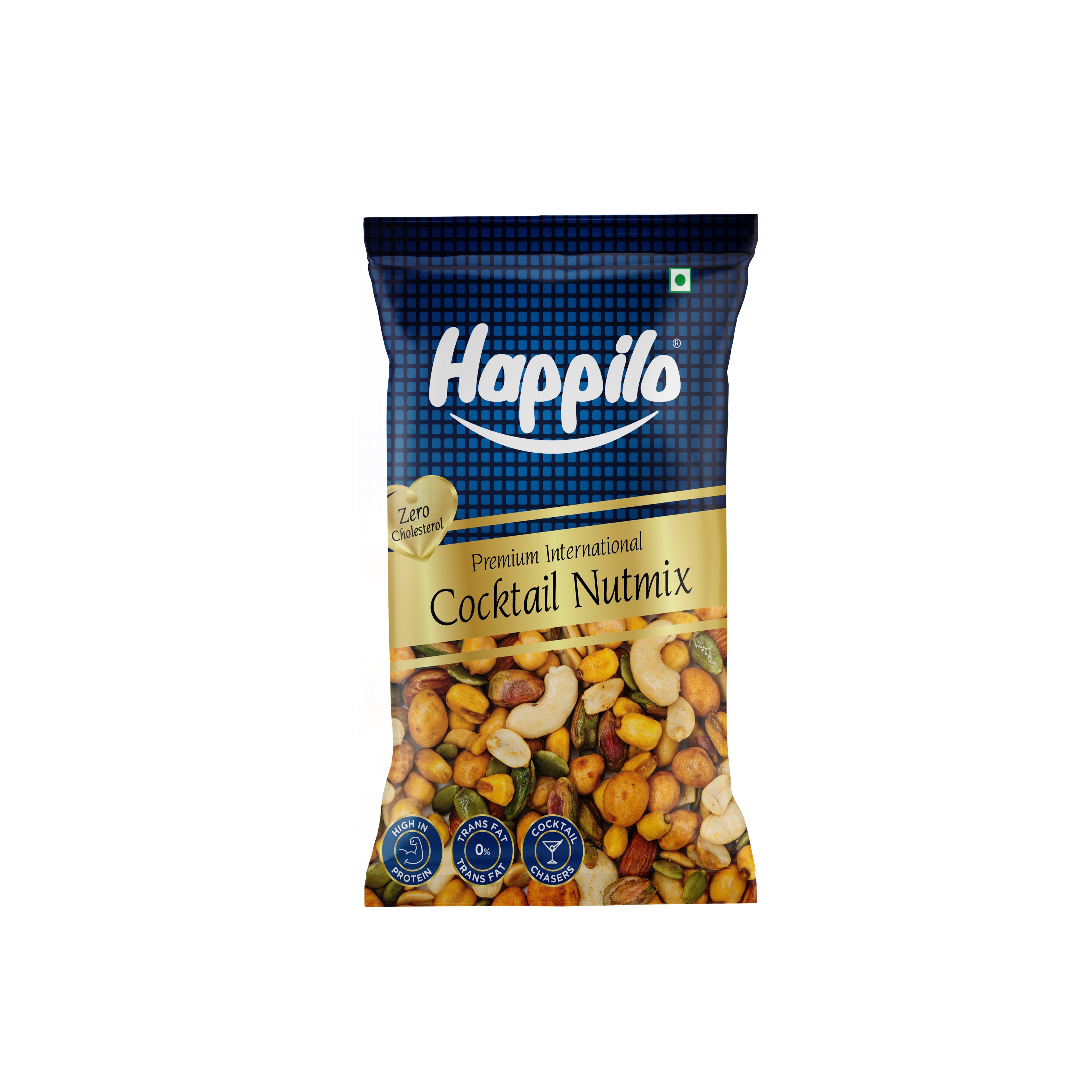 Happilo Cocktail Nutmix 18g, Almonds, Pistachios, Cashews, Pumpkin Seeds, Roasted Corn Nuts, Chickpeas, Peanuts