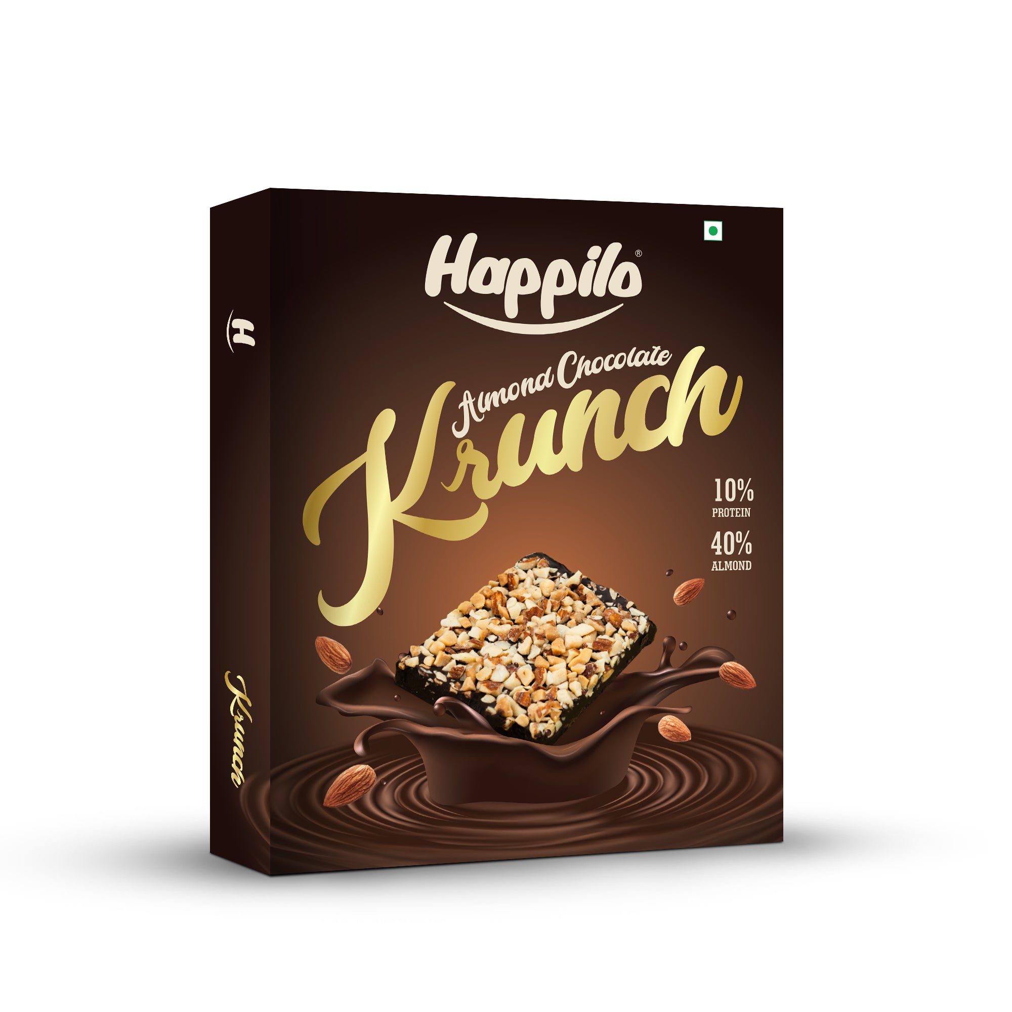 Happilo Premium Almond Chocolate Krunch Bar, Protein 10%, Almonds 40%, Almond Bar Chikki, No Preservatives, Gluten Free