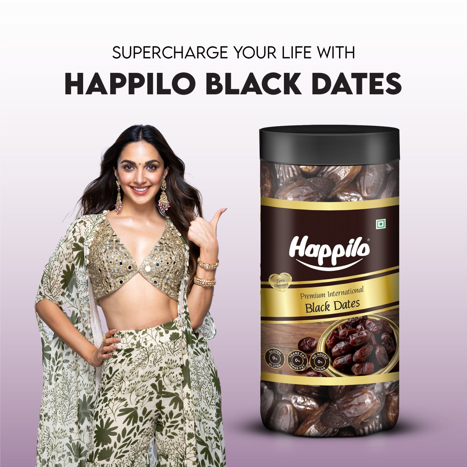 Happilo Premium Black Dry Dates Jar 400g (Pack of 2), Rich in Iron, Antixidants, Fiber and Vitamin, Chewy Texture, Natural Sweetness, No added Preservatives