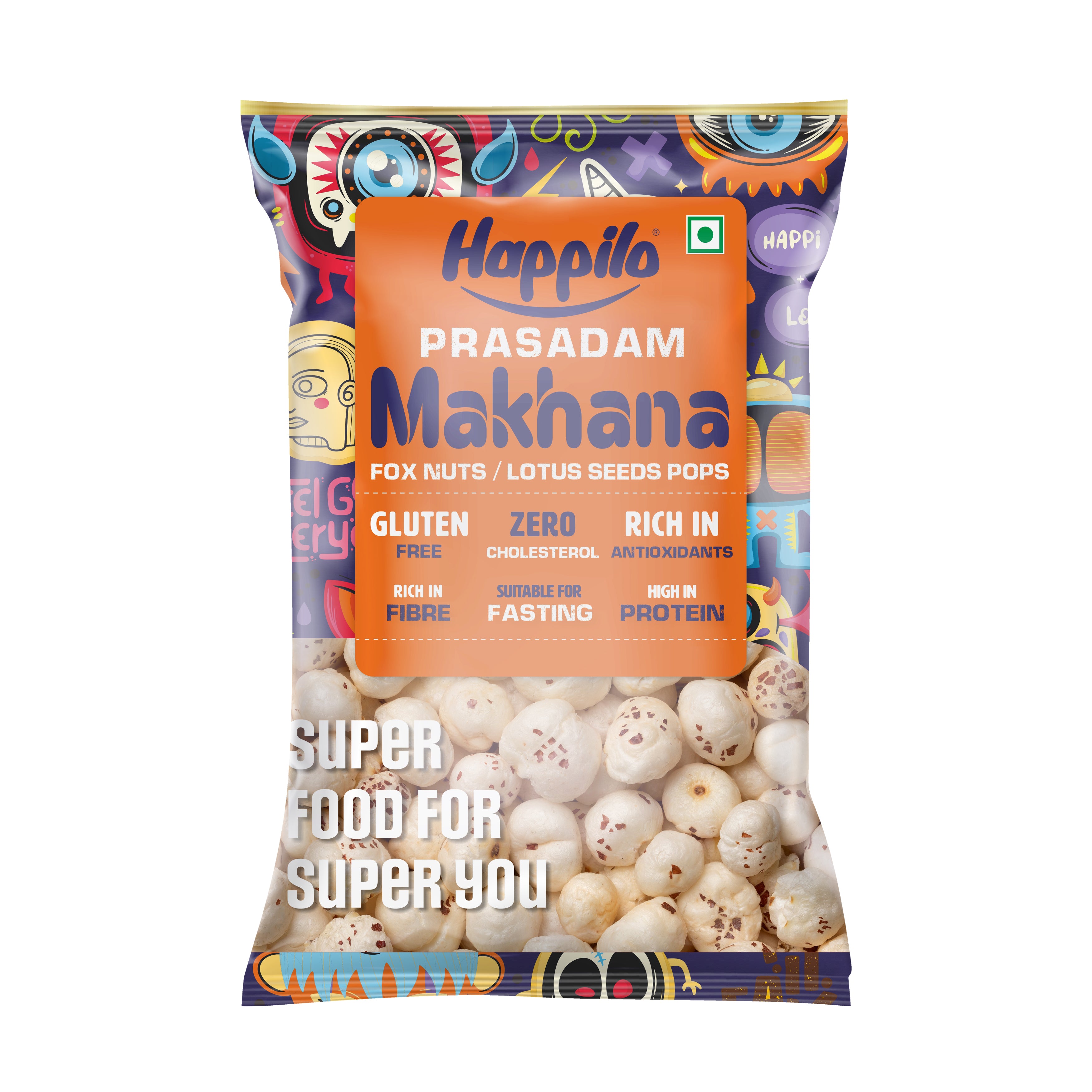Happilo Premium Plain Prasadam Makhana 200g, Lotus Seed Pop/Gorgon Nut Puffed Kernels, Healthy Snack Low Calorie Gluten Free and Vegan