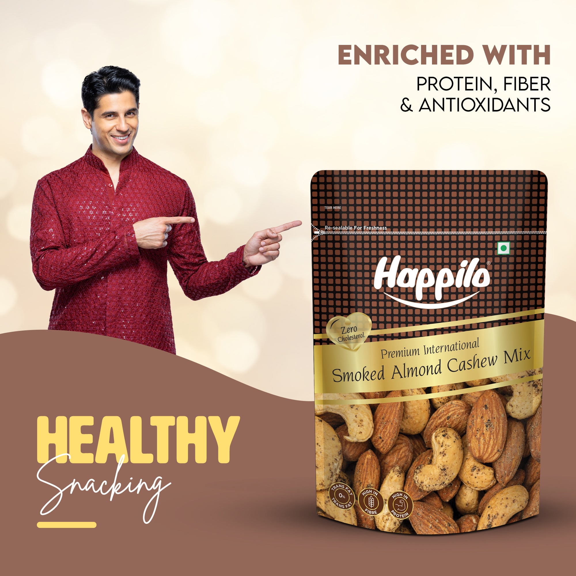 Happilo Premium International Smoked Almond Cashew Mix 160g