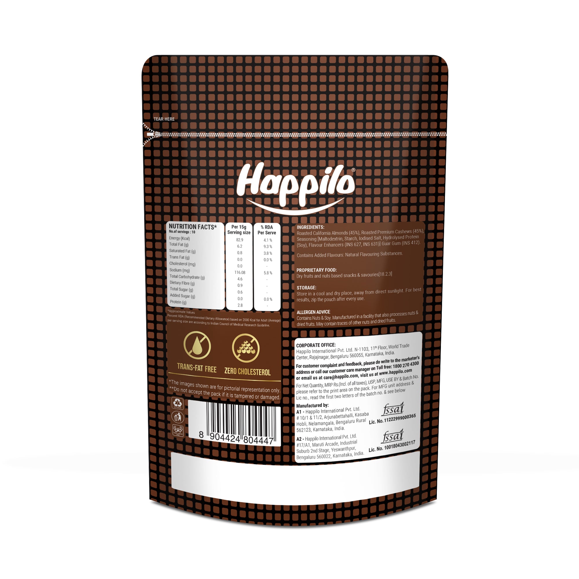 Happilo Premium International Smoked Almond Cashew Mix 160g