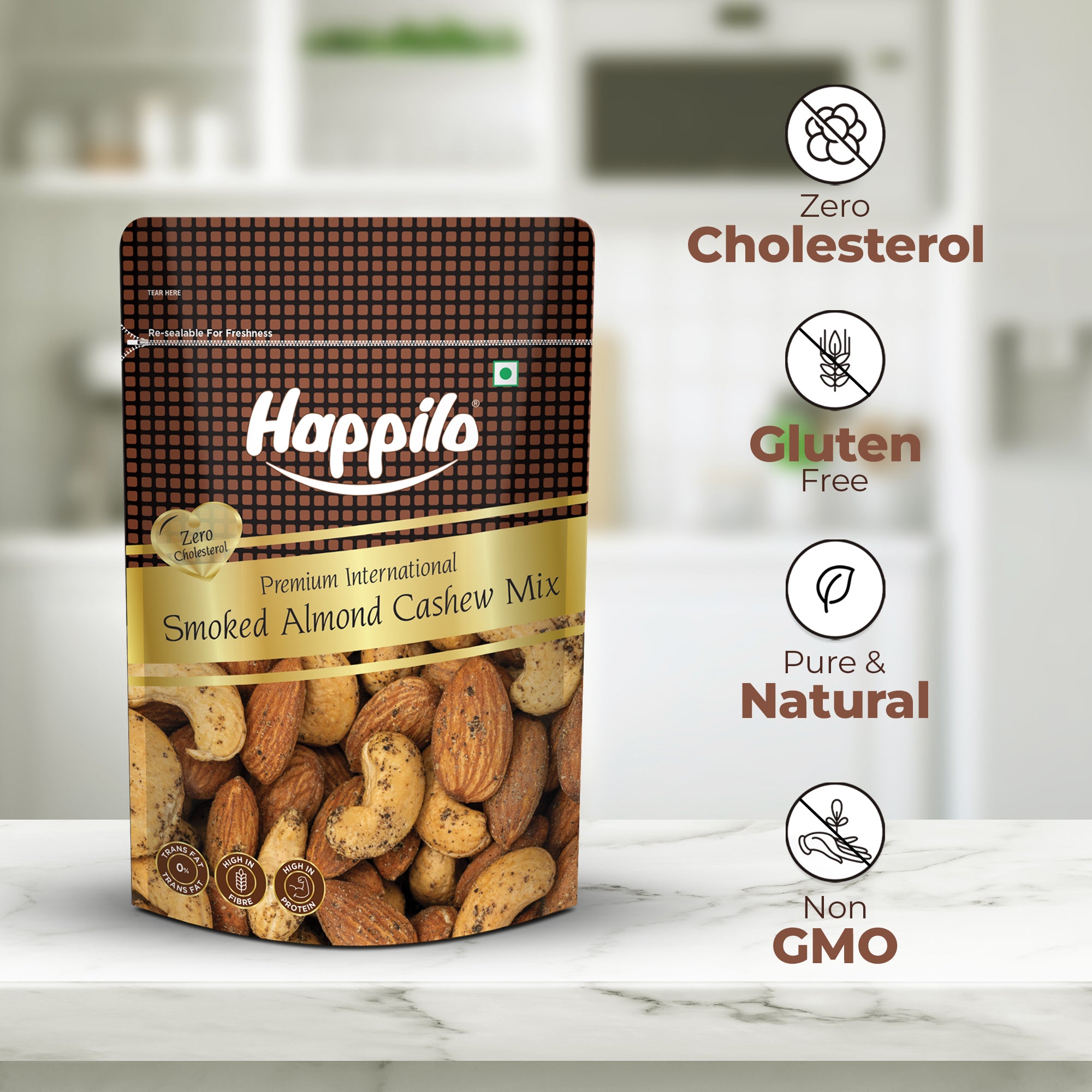 Happilo Premium International Smoked Almond Cashew Mix 160g