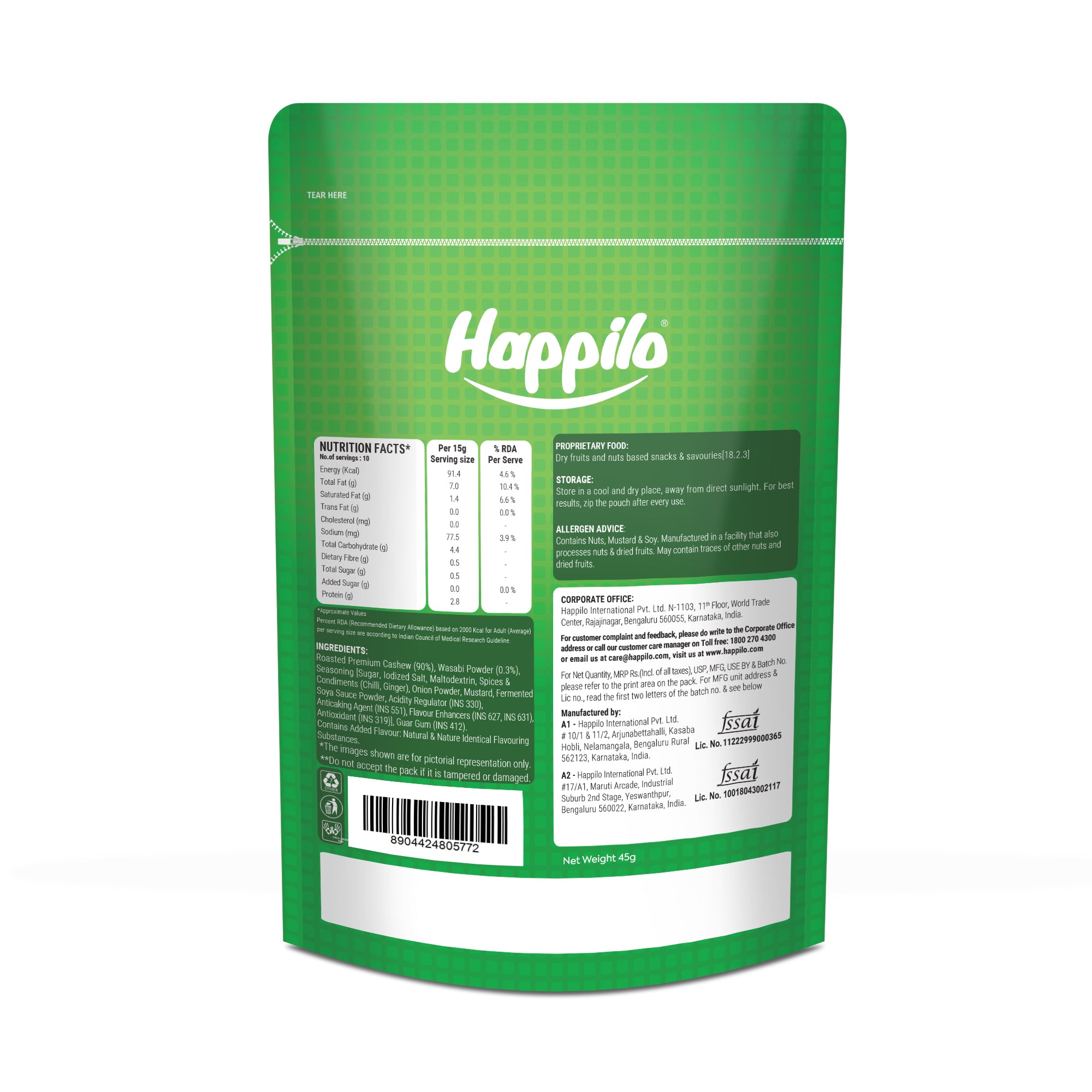 Happilo Premium International Wasabi Cashew 160g