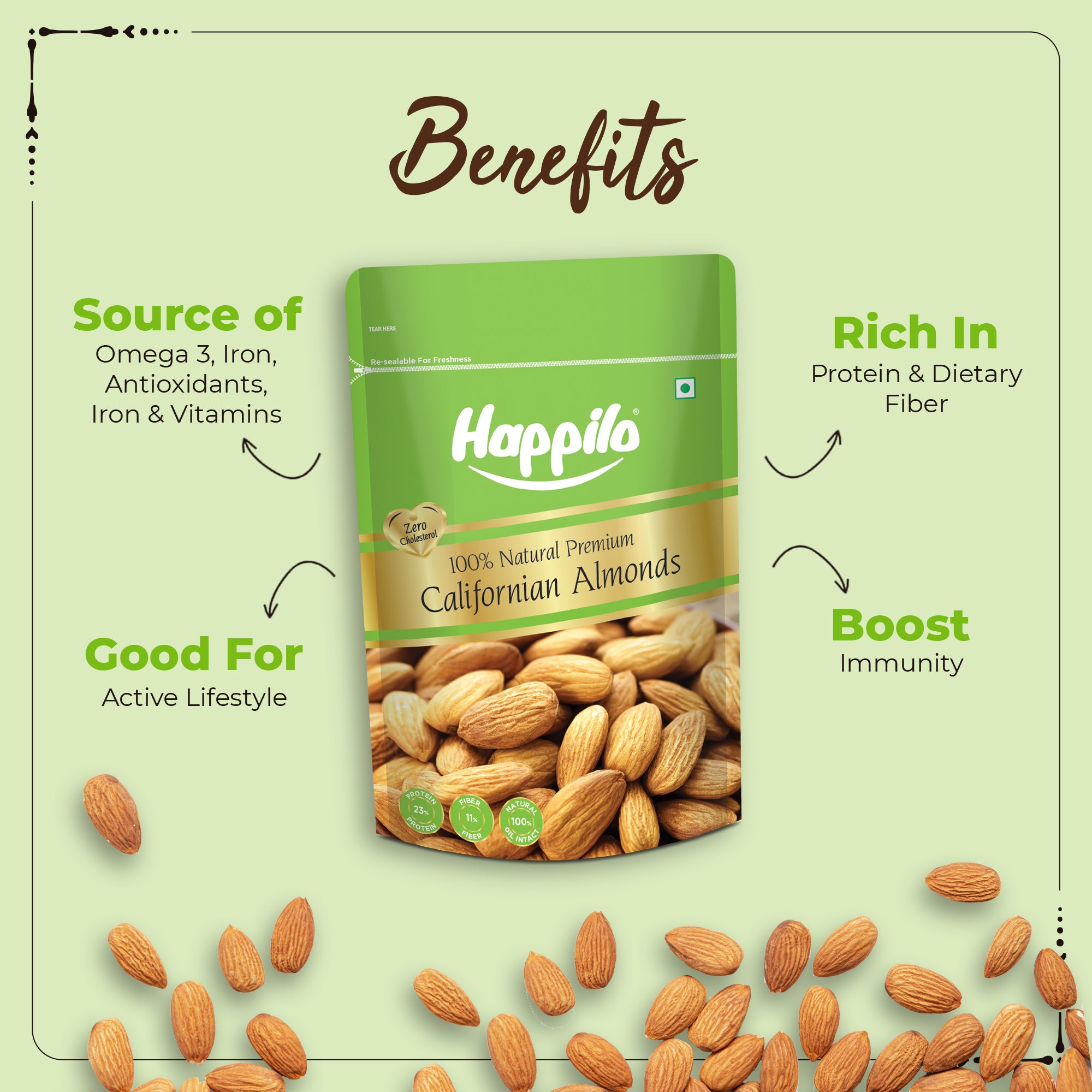 Happilo 100% Natural Premium California Almonds