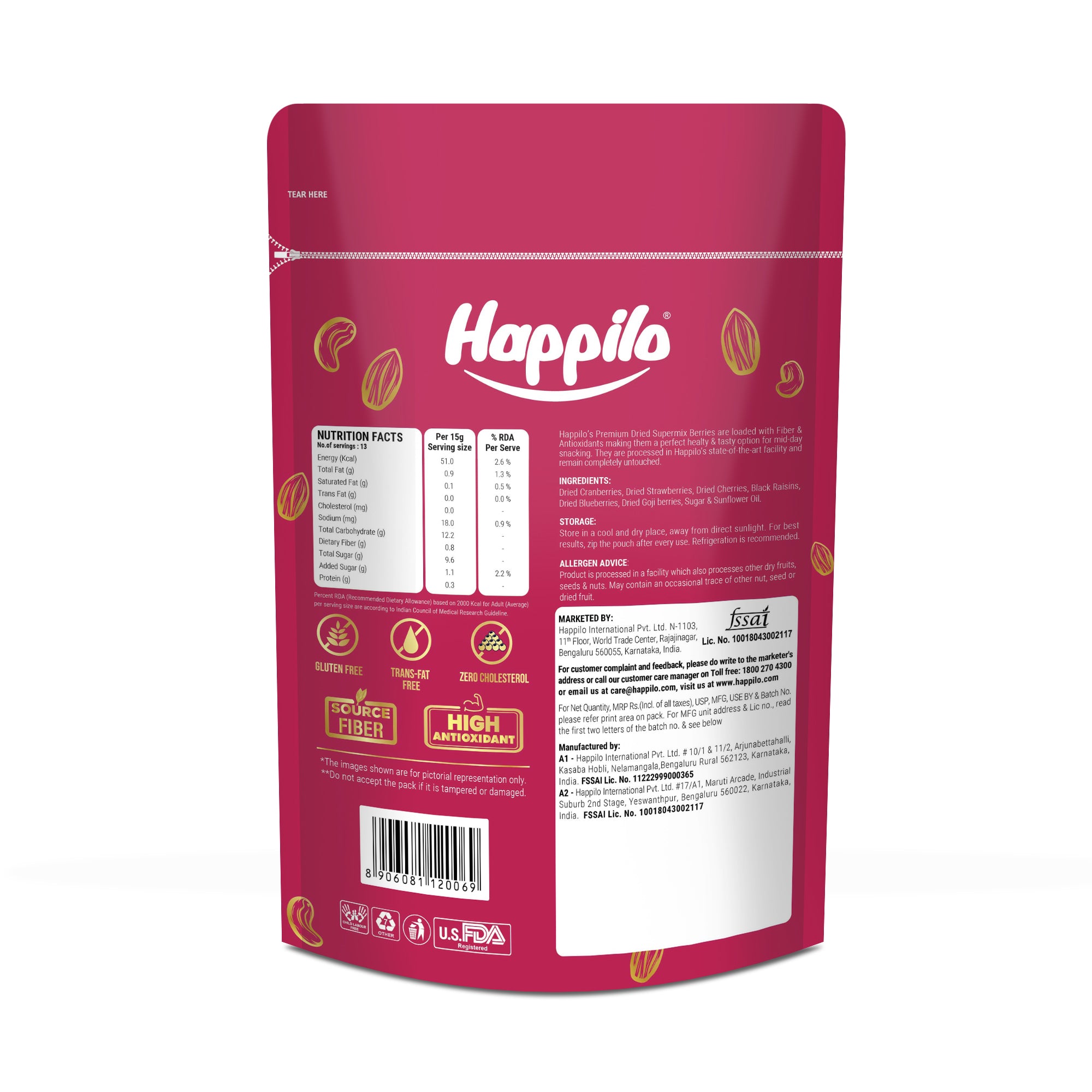 Happilo Healthy & Sweet Premium Dried Berries Mix