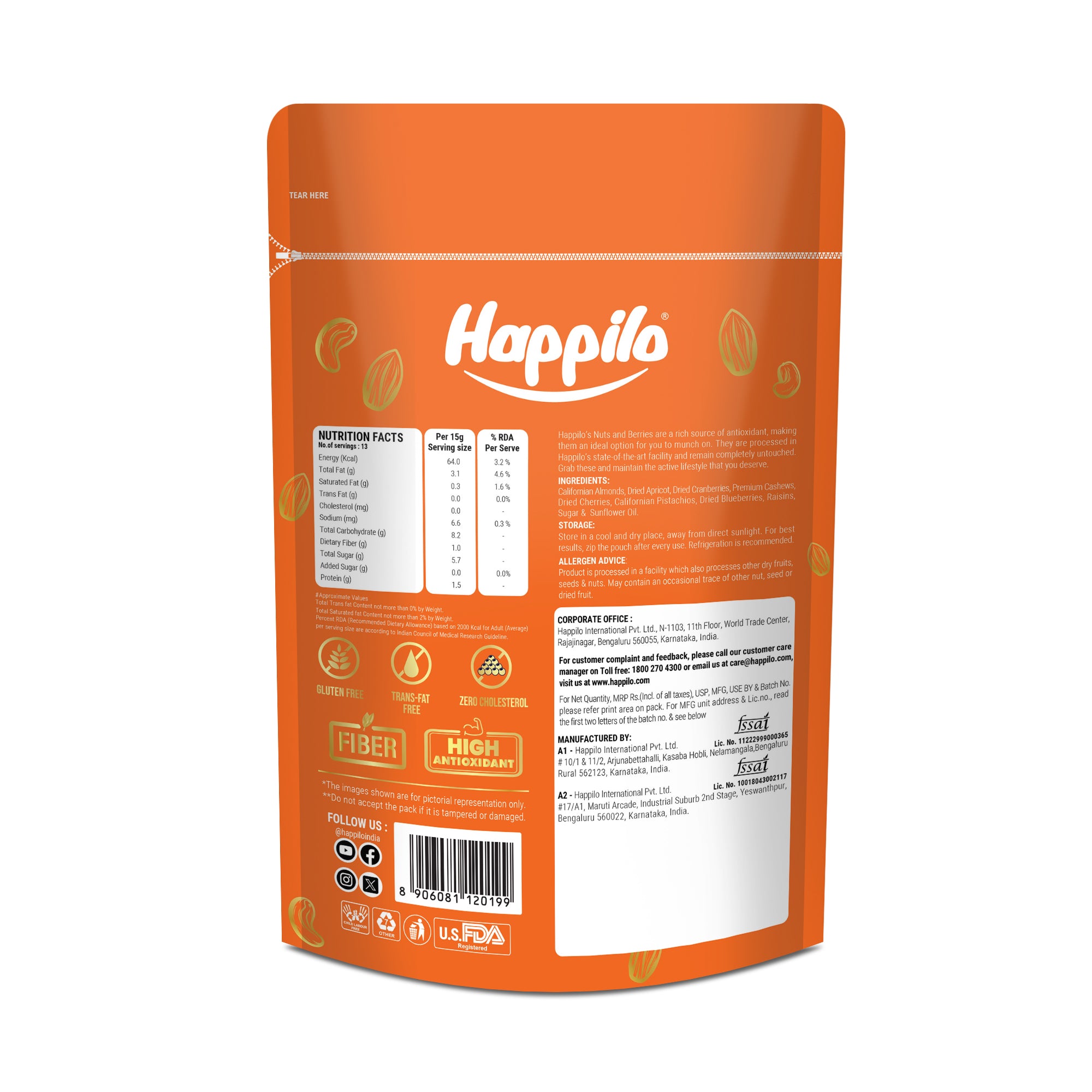 Happilo Healthy & Tasty Premium Nuts and Berries Mix