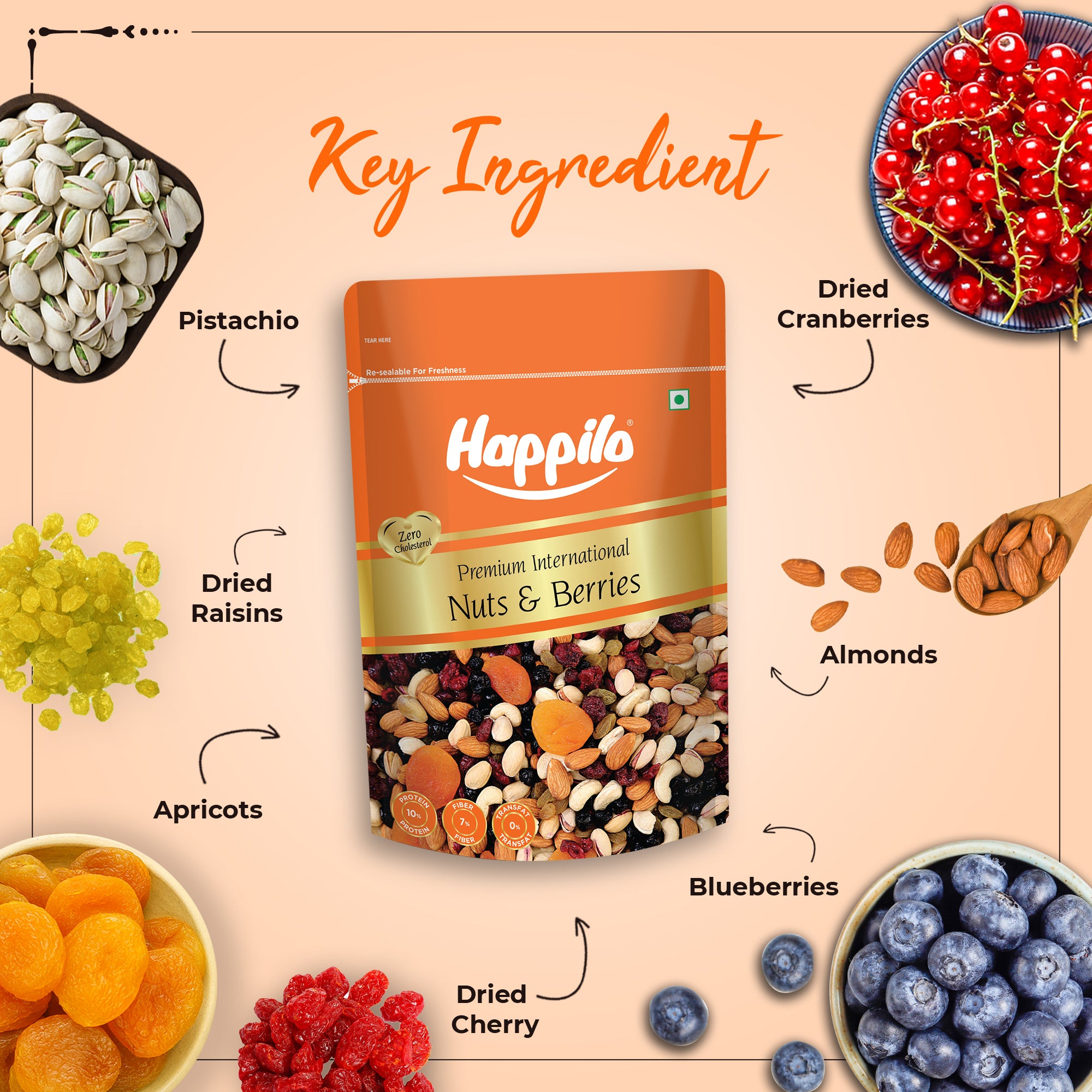 Happilo Healthy & Tasty Premium Nuts and Berries Mix