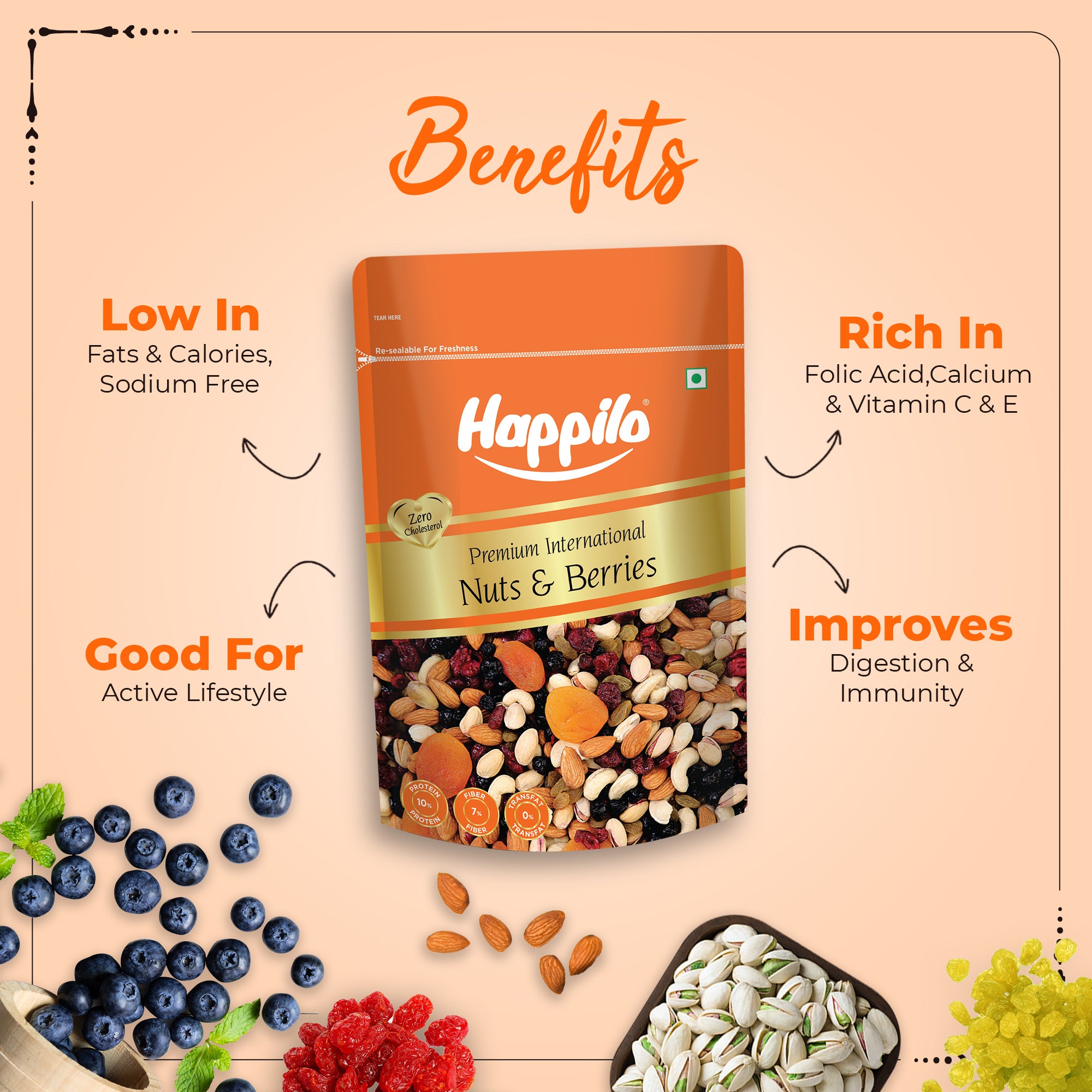 Happilo Healthy & Tasty Premium Nuts and Berries Mix