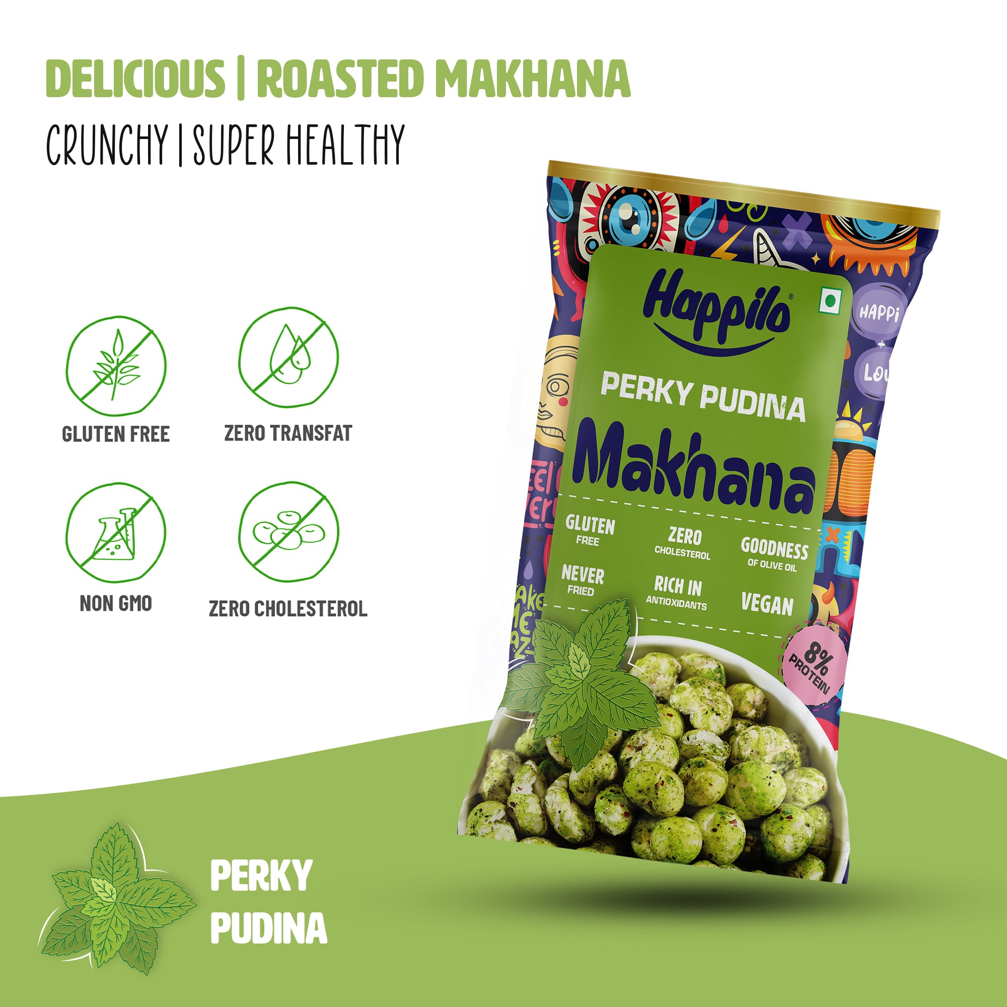 Happilo Premium Super Snack Makhana Perky Pudina 15g