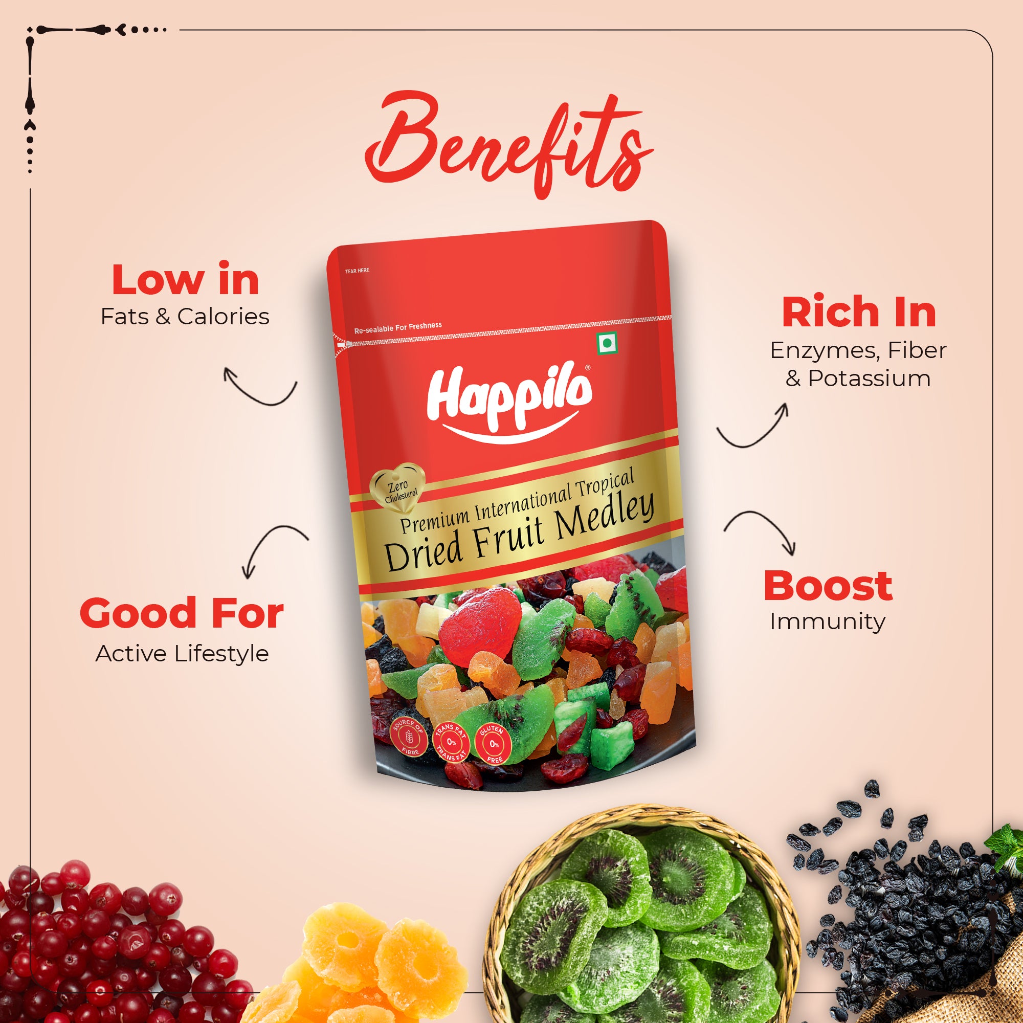 Happilo Premium International Dried Tropical Fruit Medley